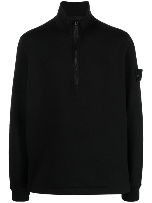 Compass-badge half-zip jumper