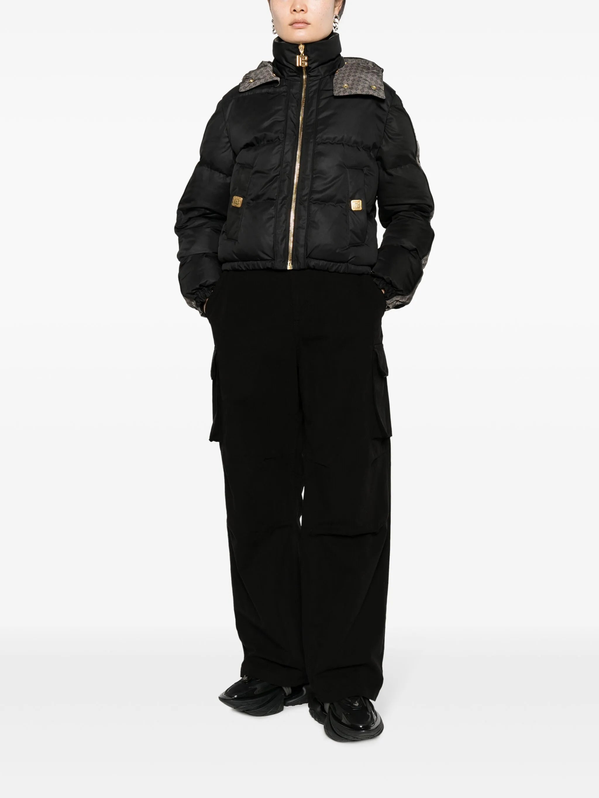 monogram-print padded ski jacket