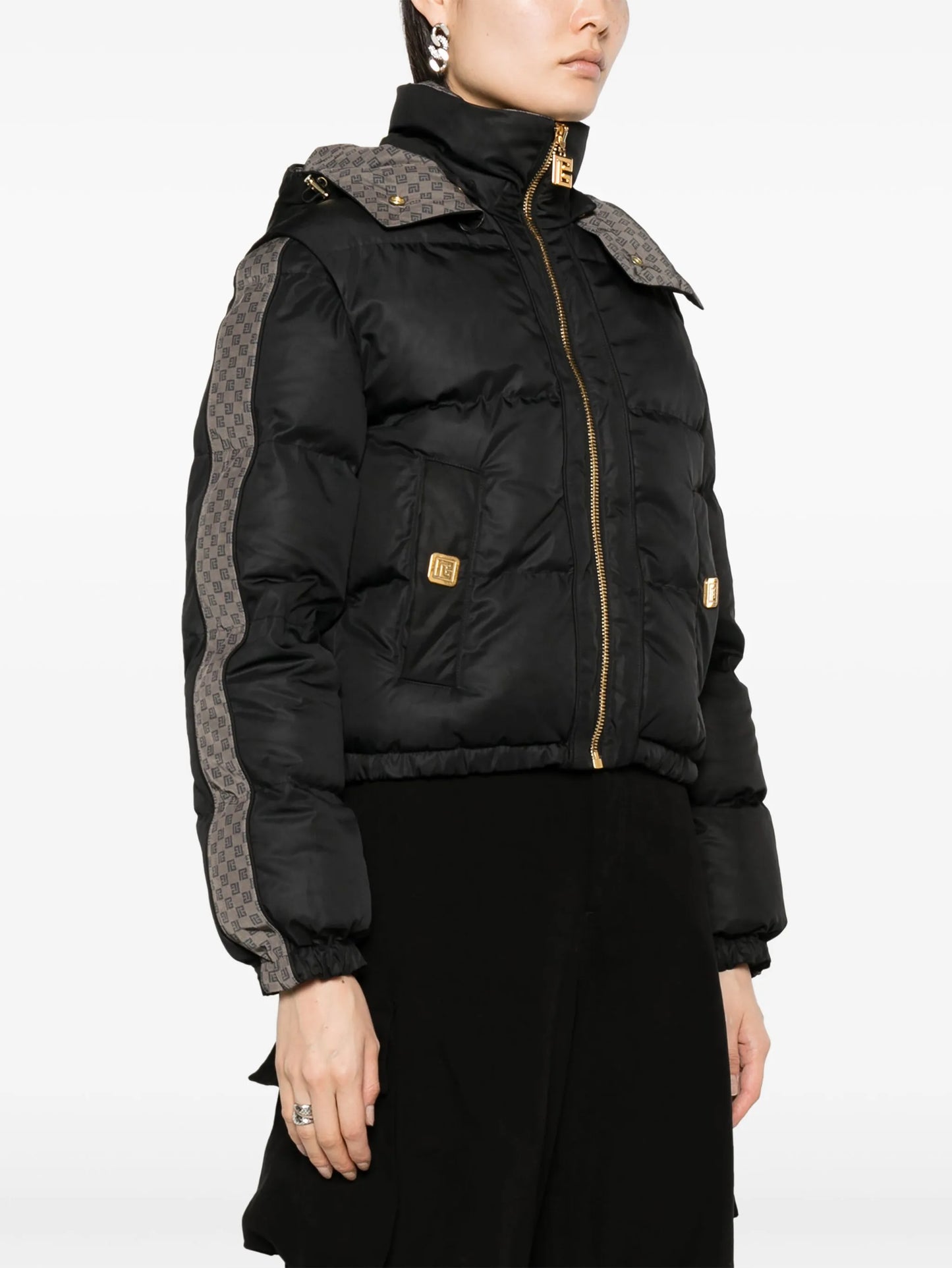 monogram-print padded ski jacket