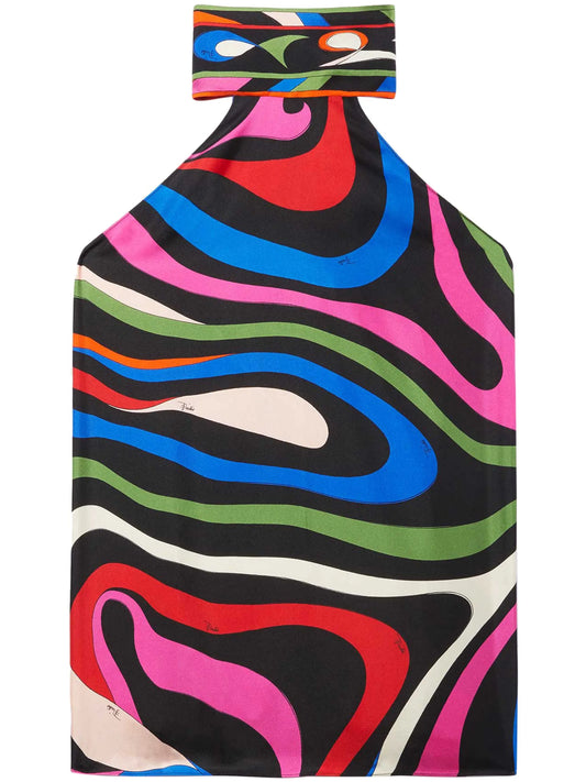 abstract print cropped silk top