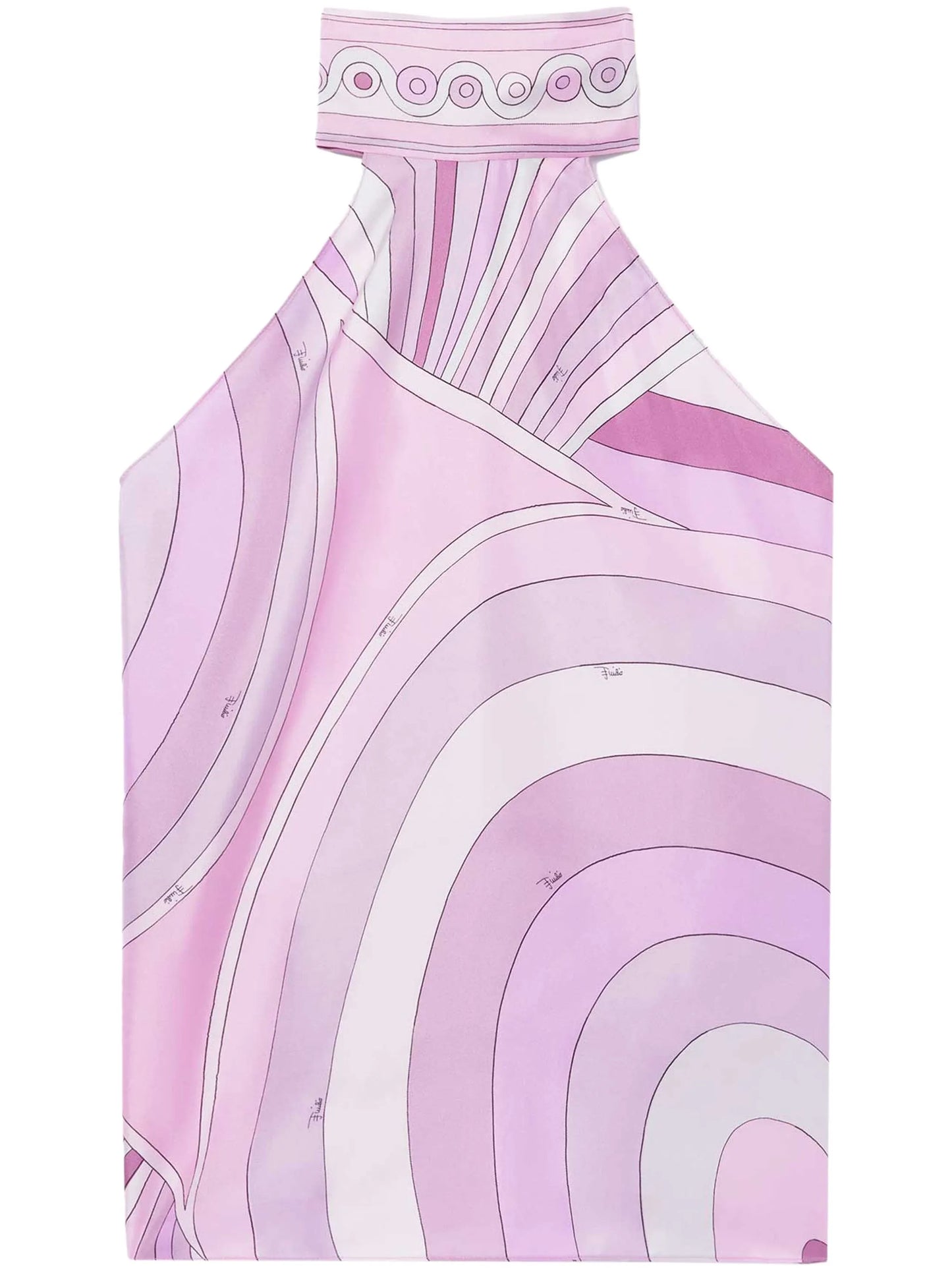 abstract print halterneck silk top