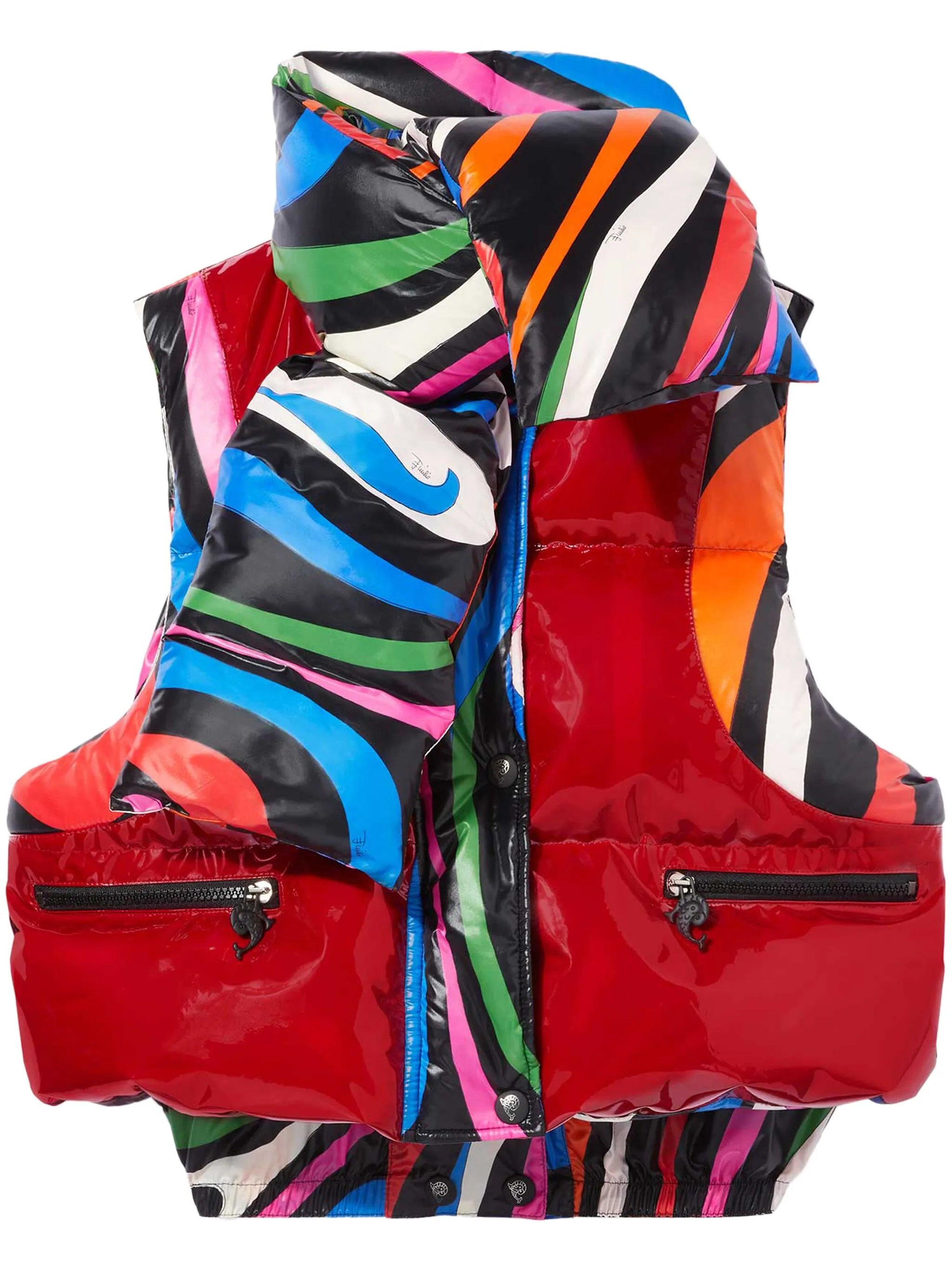 Marmo-print padded gilet