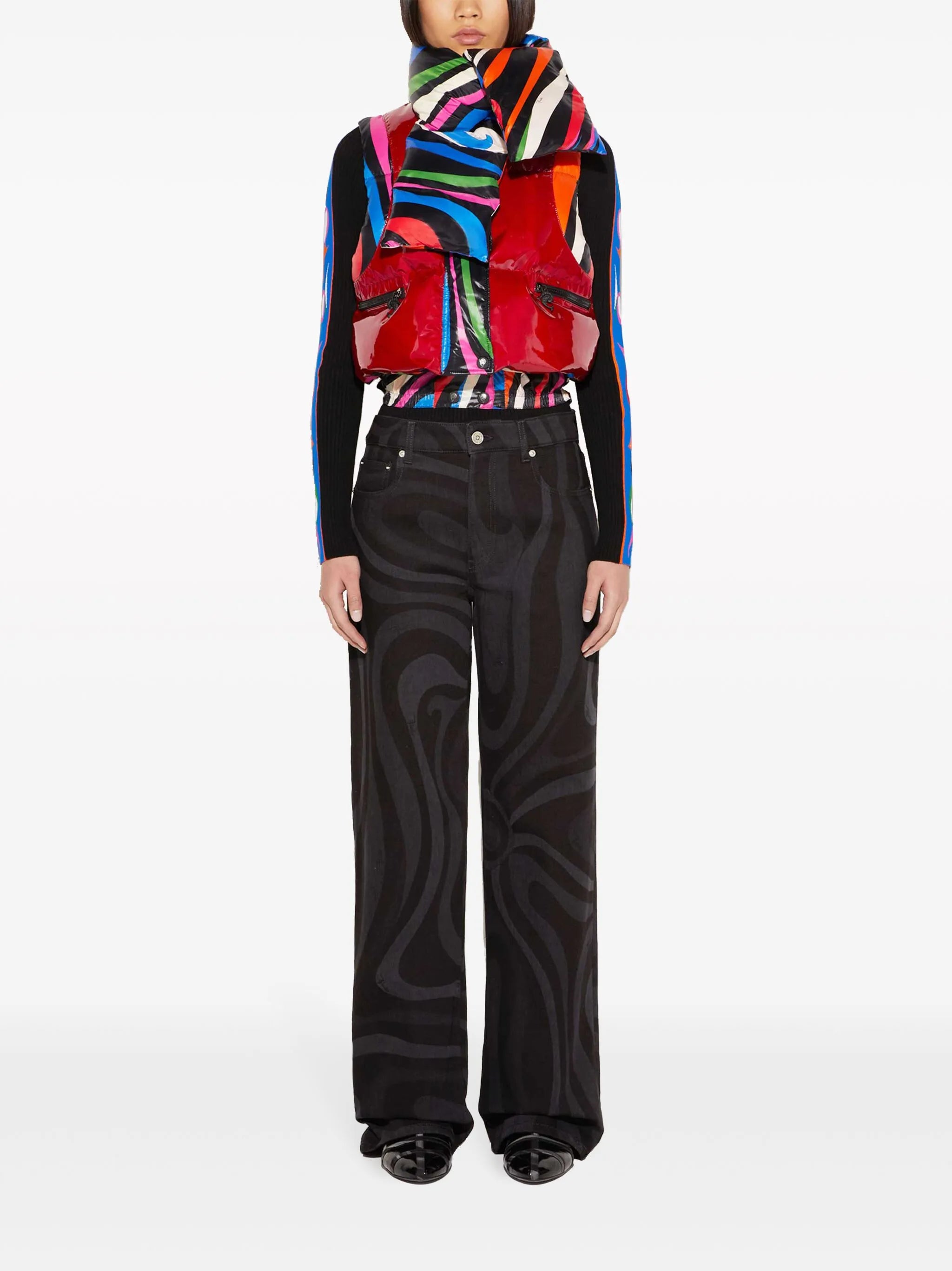Marmo-print padded gilet