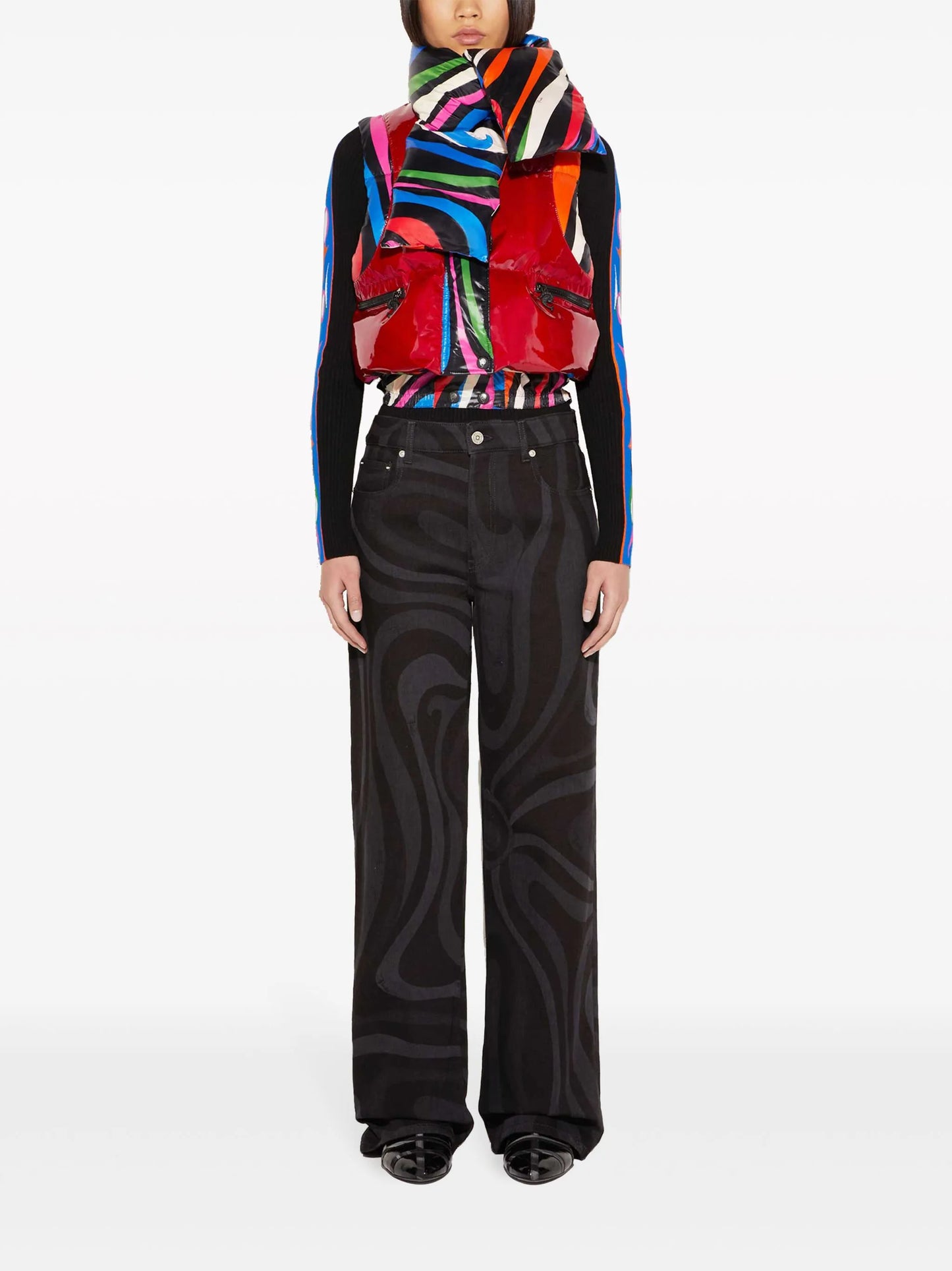 Marmo-print padded gilet