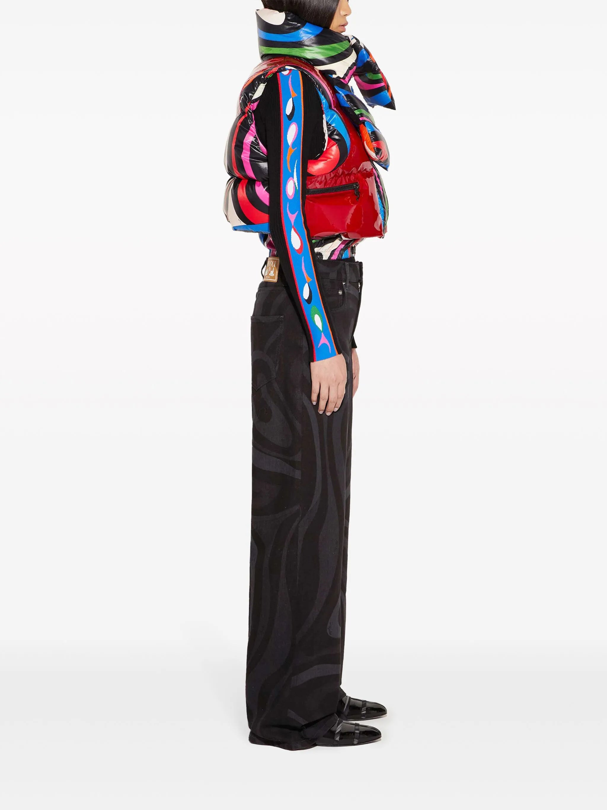 Marmo-print padded gilet