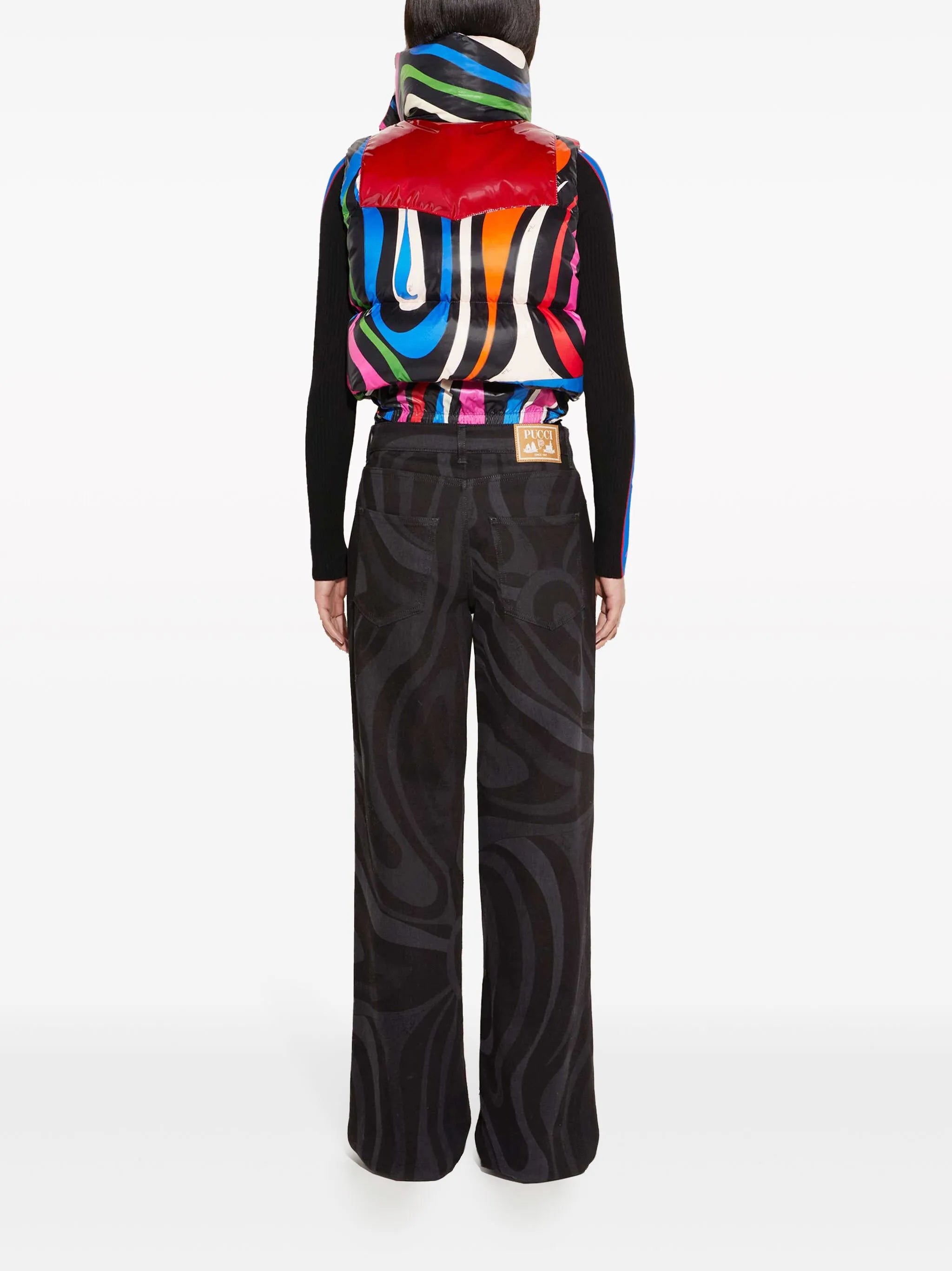 Marmo-print padded gilet