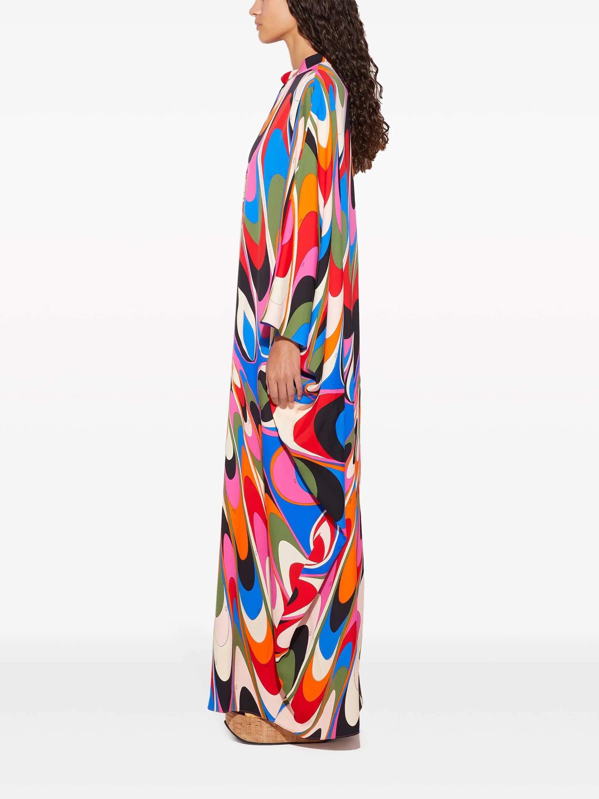 abstract print floor-length kaftan