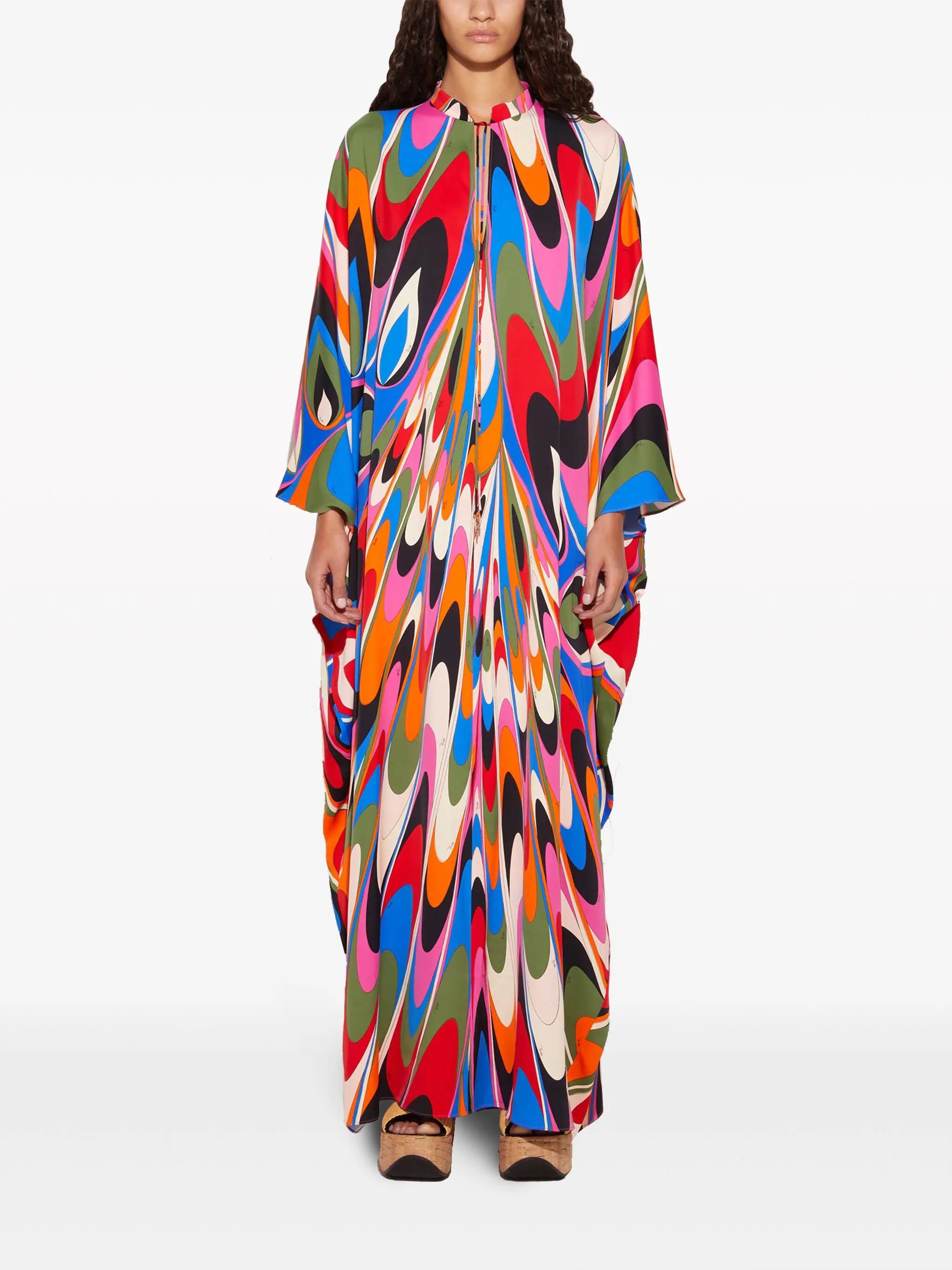 abstract print floor-length kaftan
