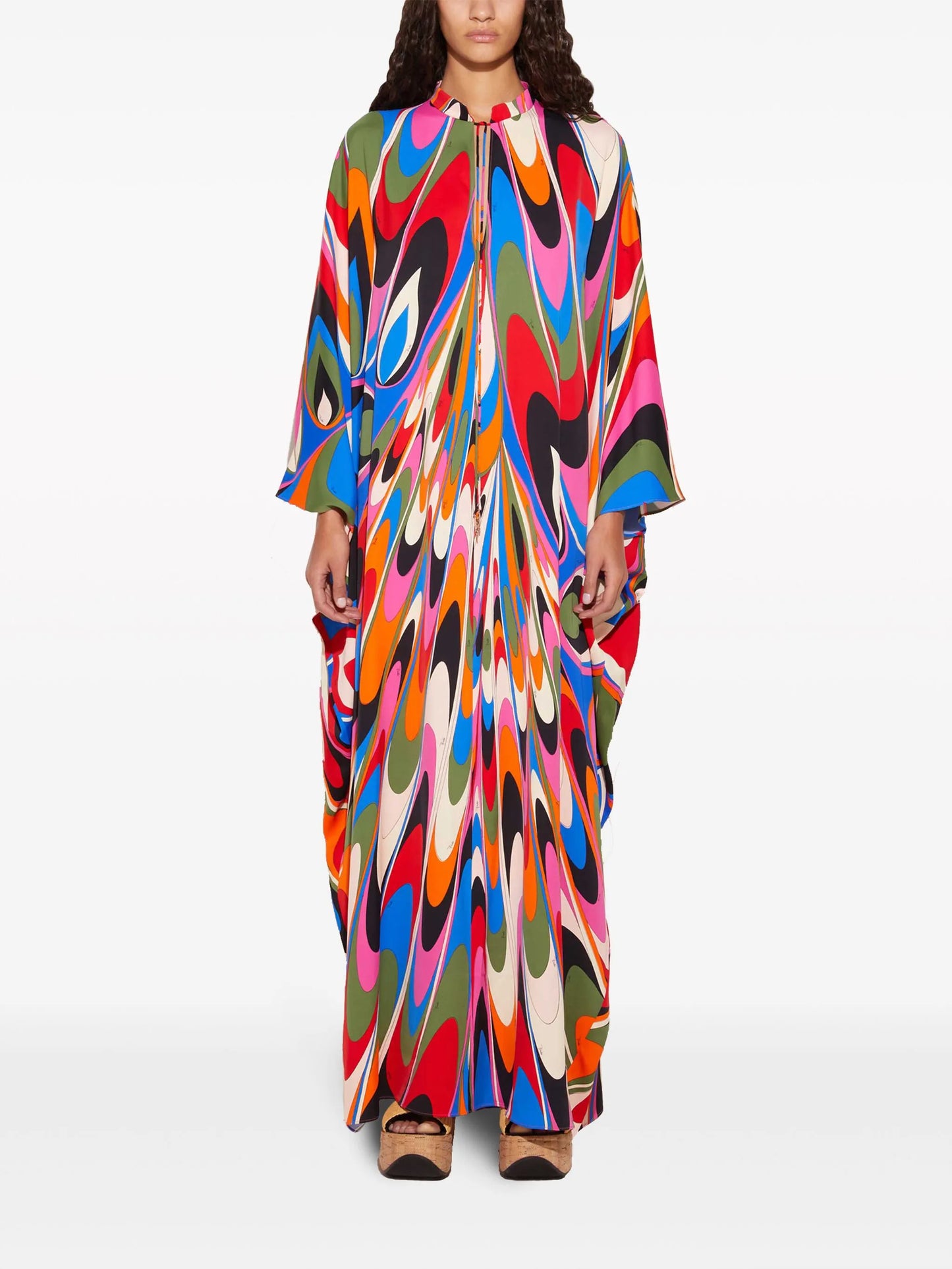 abstract print floor-length kaftan