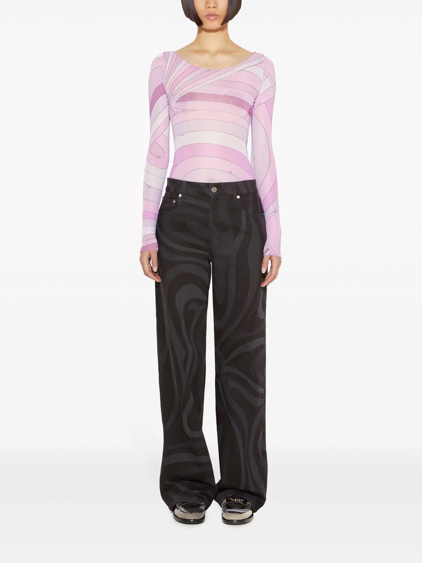 Iride-print tulle top