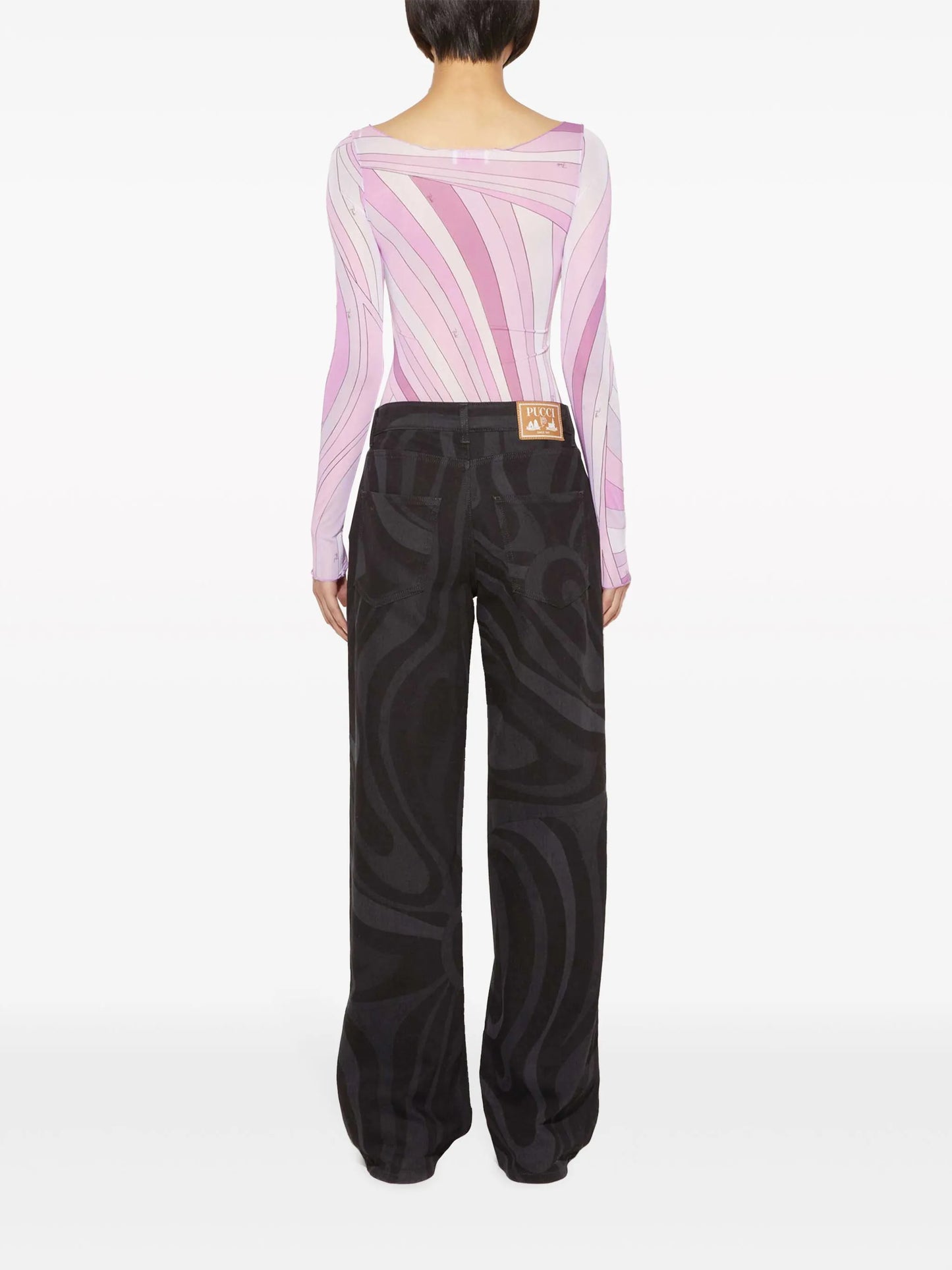 Iride-print tulle top
