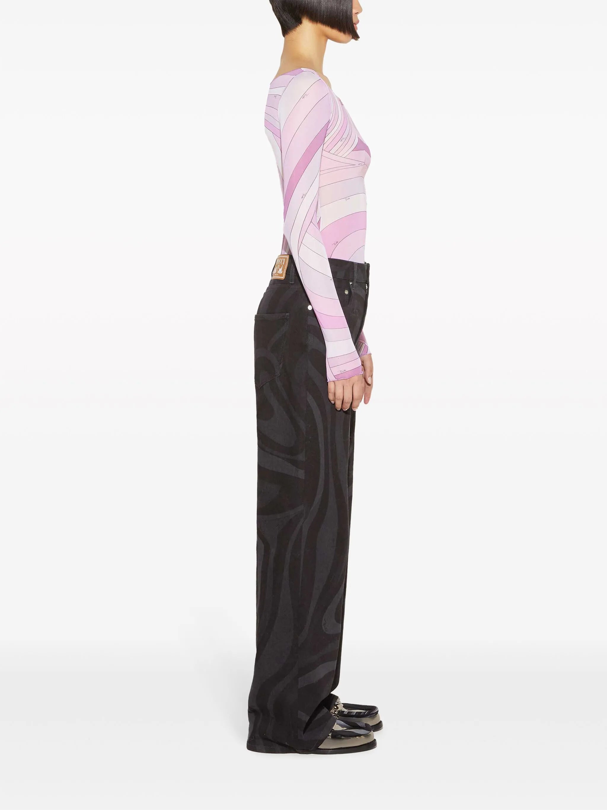 Iride-print tulle top