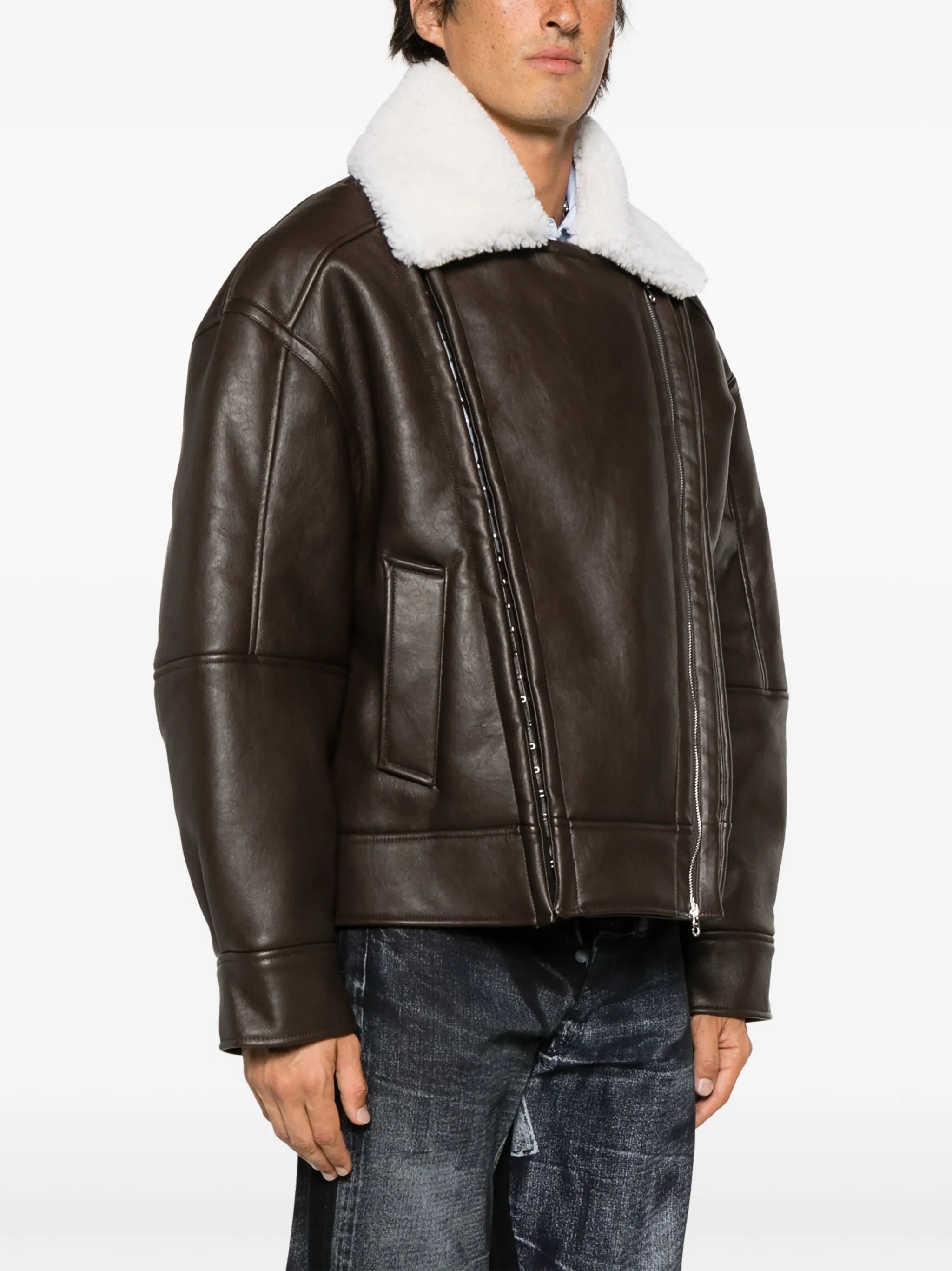 faux-shearling biker jacket