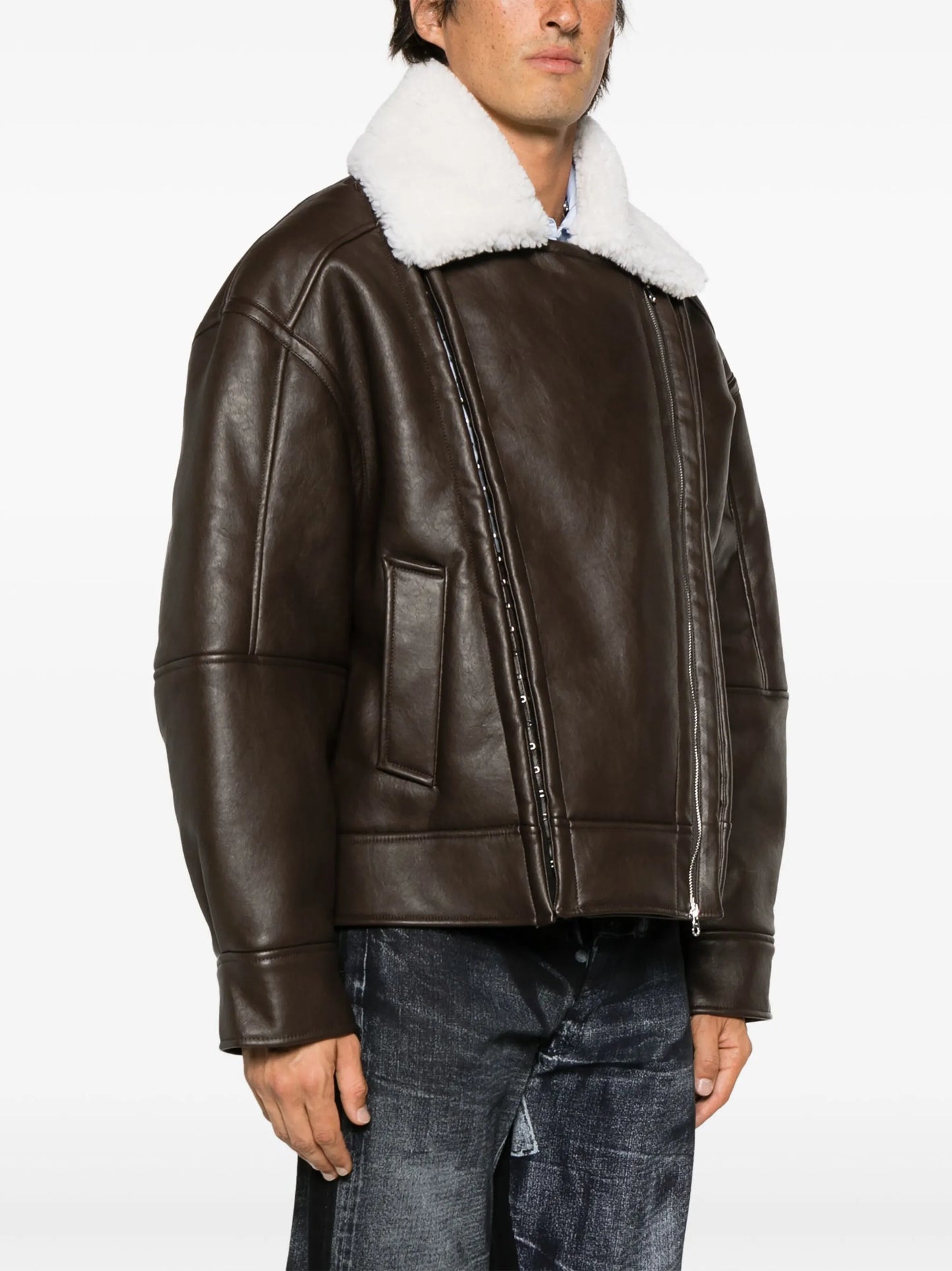 faux-shearling biker jacket