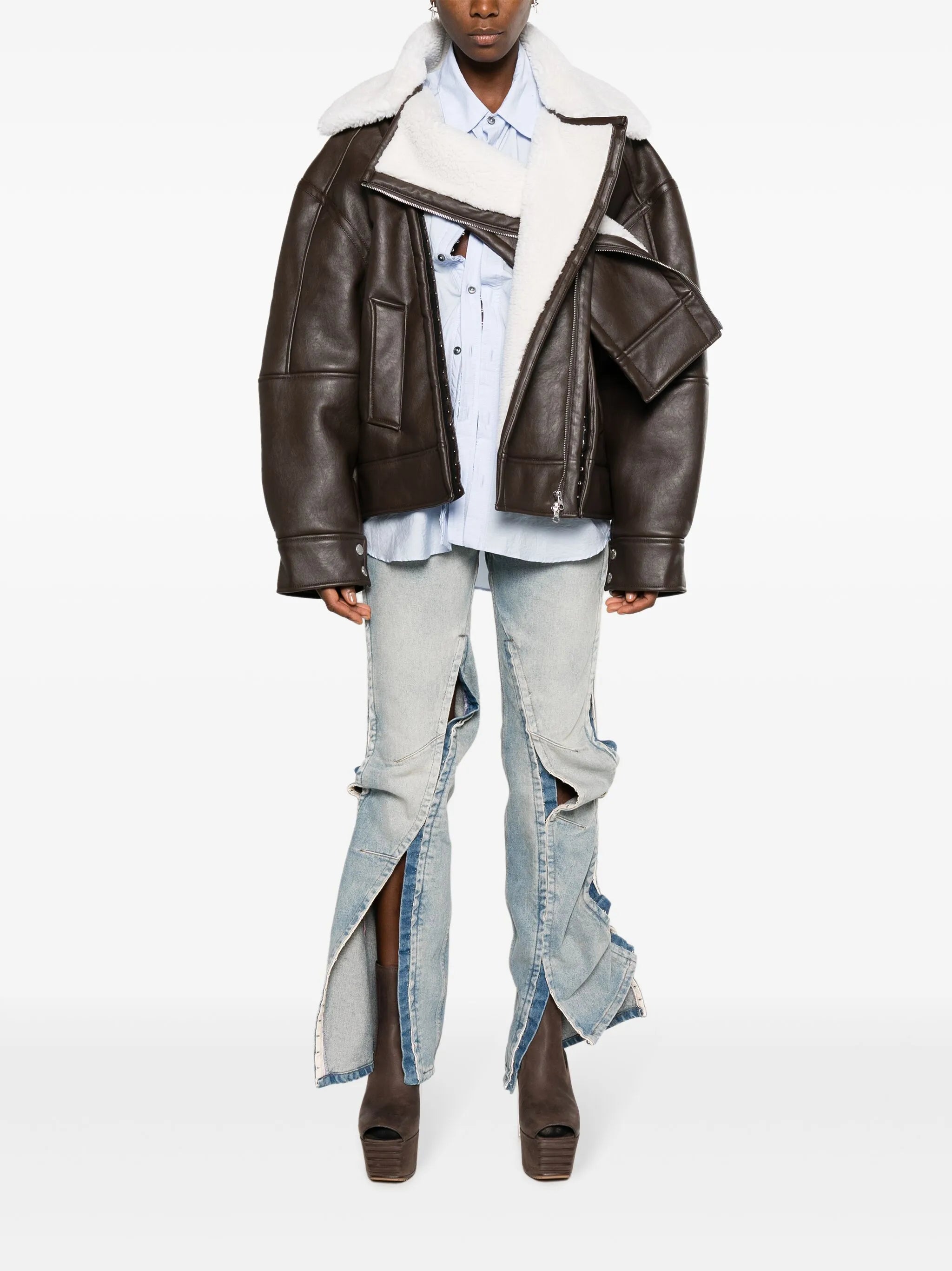 faux-shearling biker jacket
