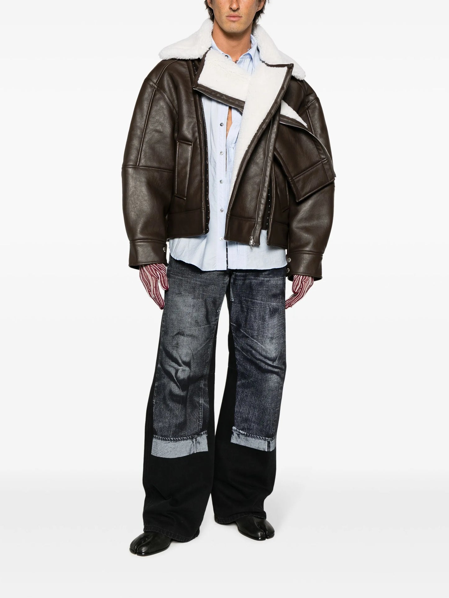 faux-shearling biker jacket