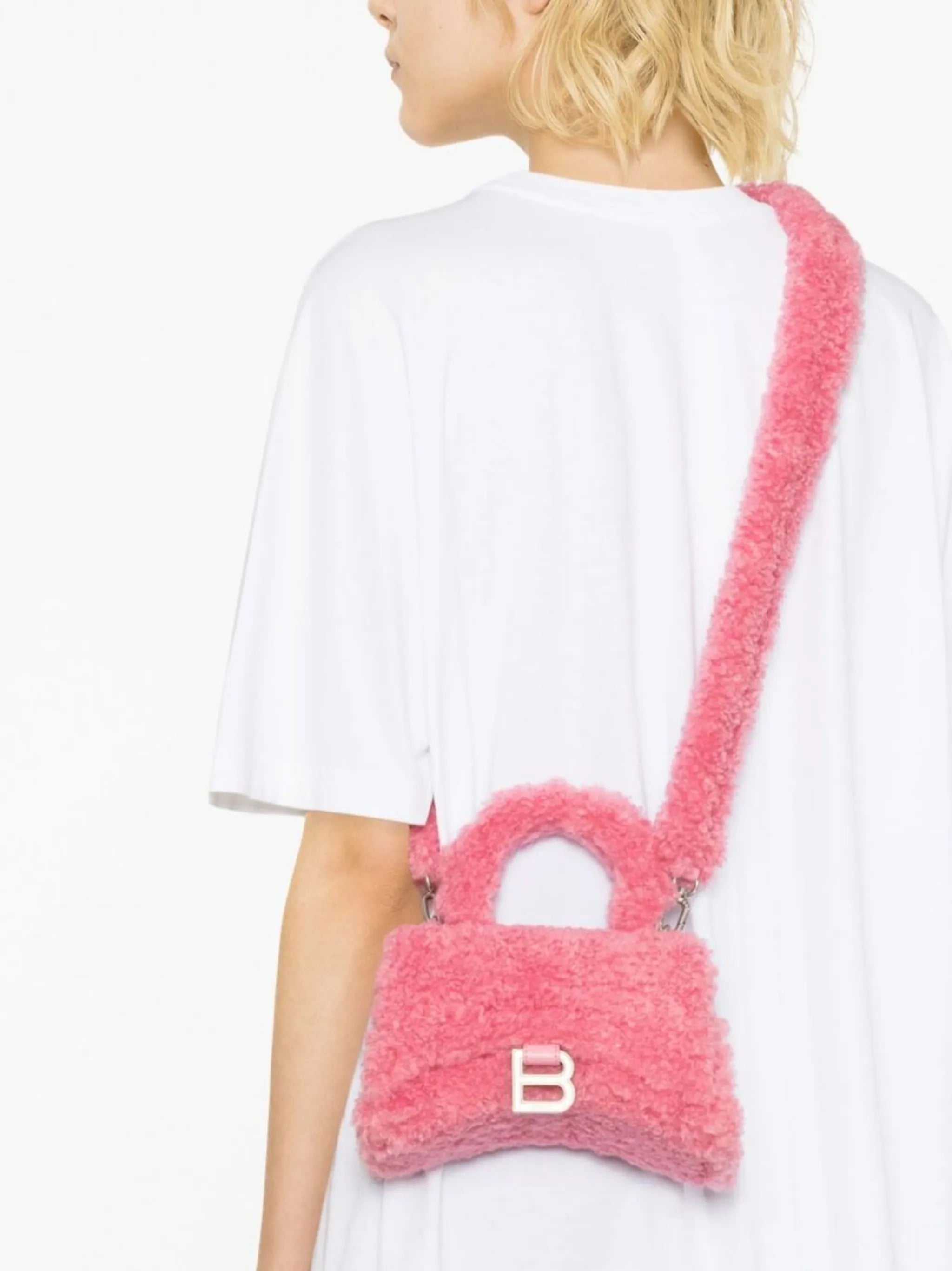 mini Hourglass shearling tote bag