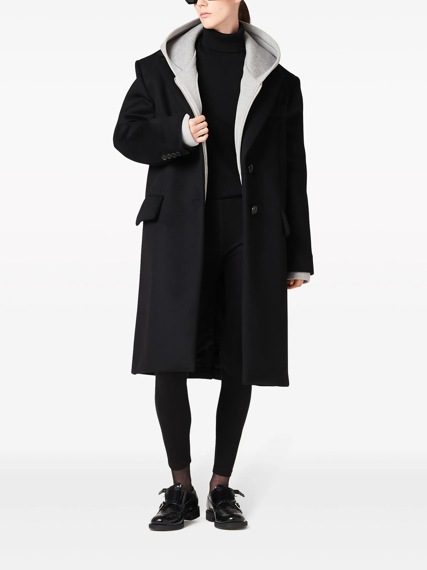 virgin wool-blend velour coat