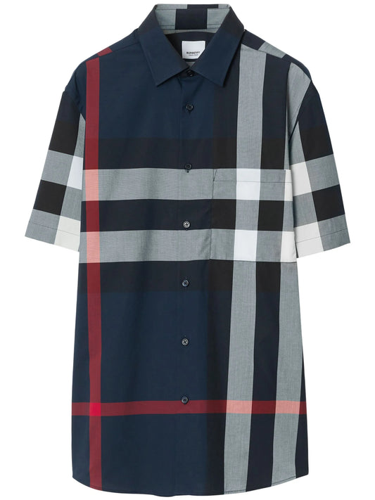 check-pattern cotton shirt