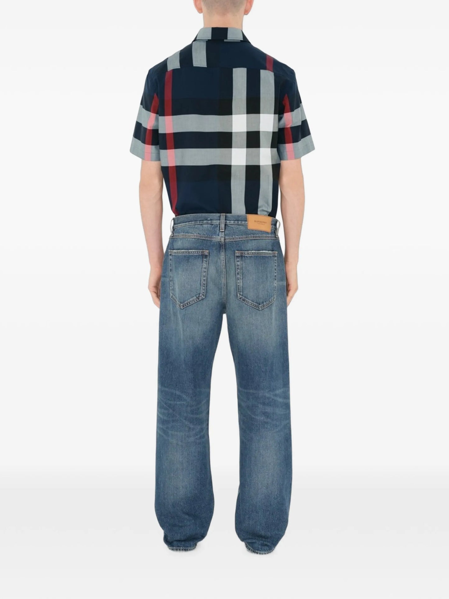 check-pattern cotton shirt