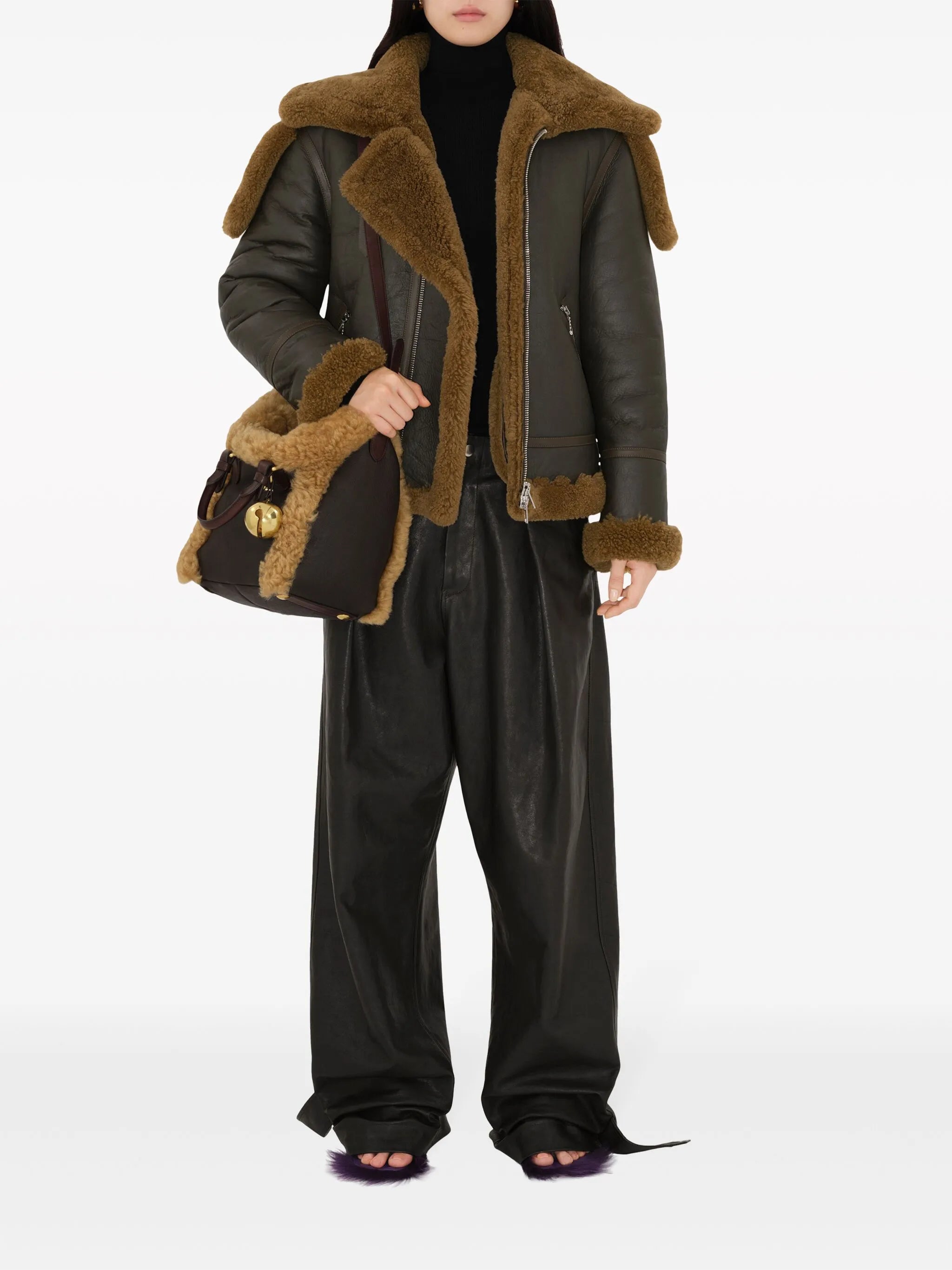 Shield shearling tote bag