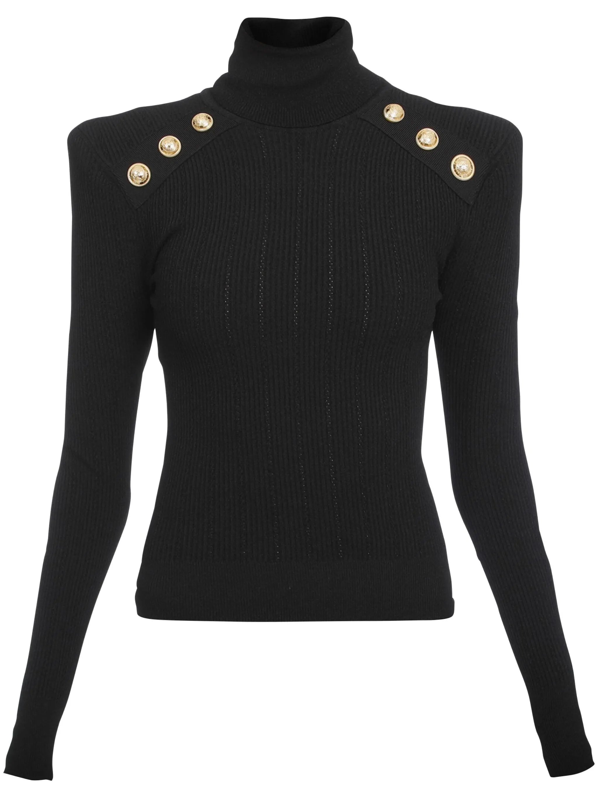 button-embellished roll-neck jumper