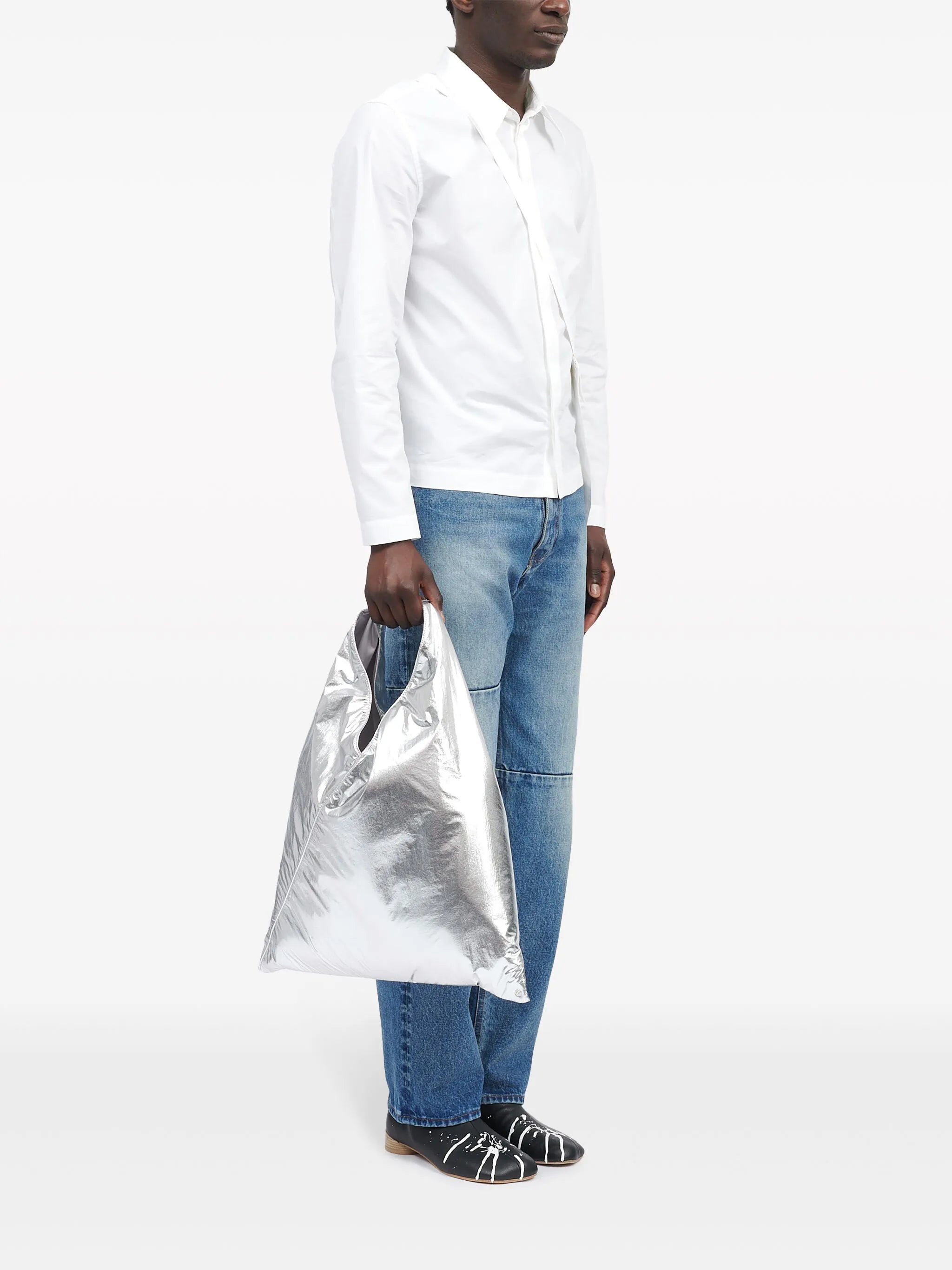 Classic Japanese metallic-effect tote bag