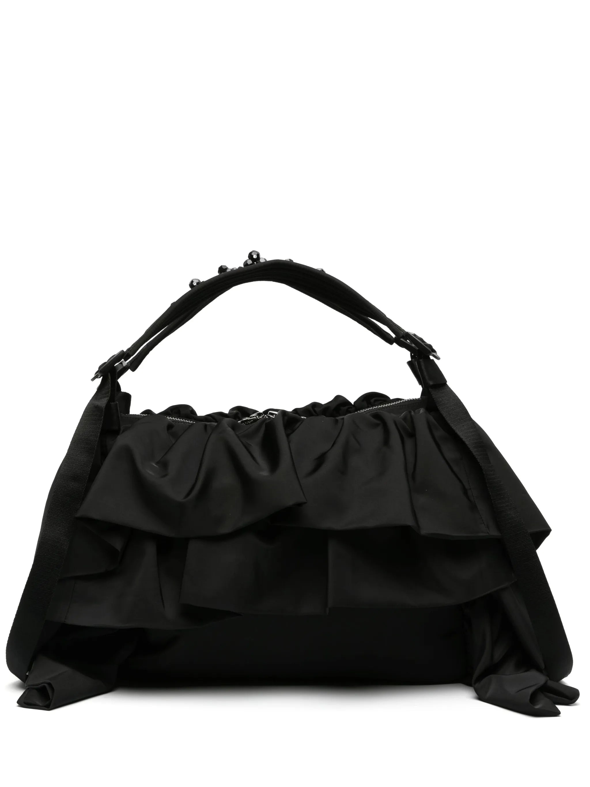 frill-detailed canvas tote bag