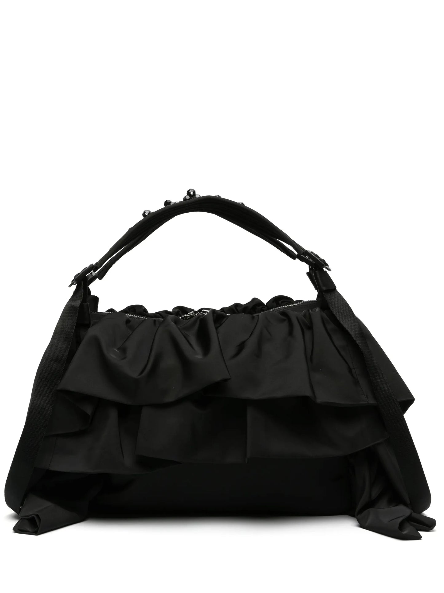 frill-detailed canvas tote bag