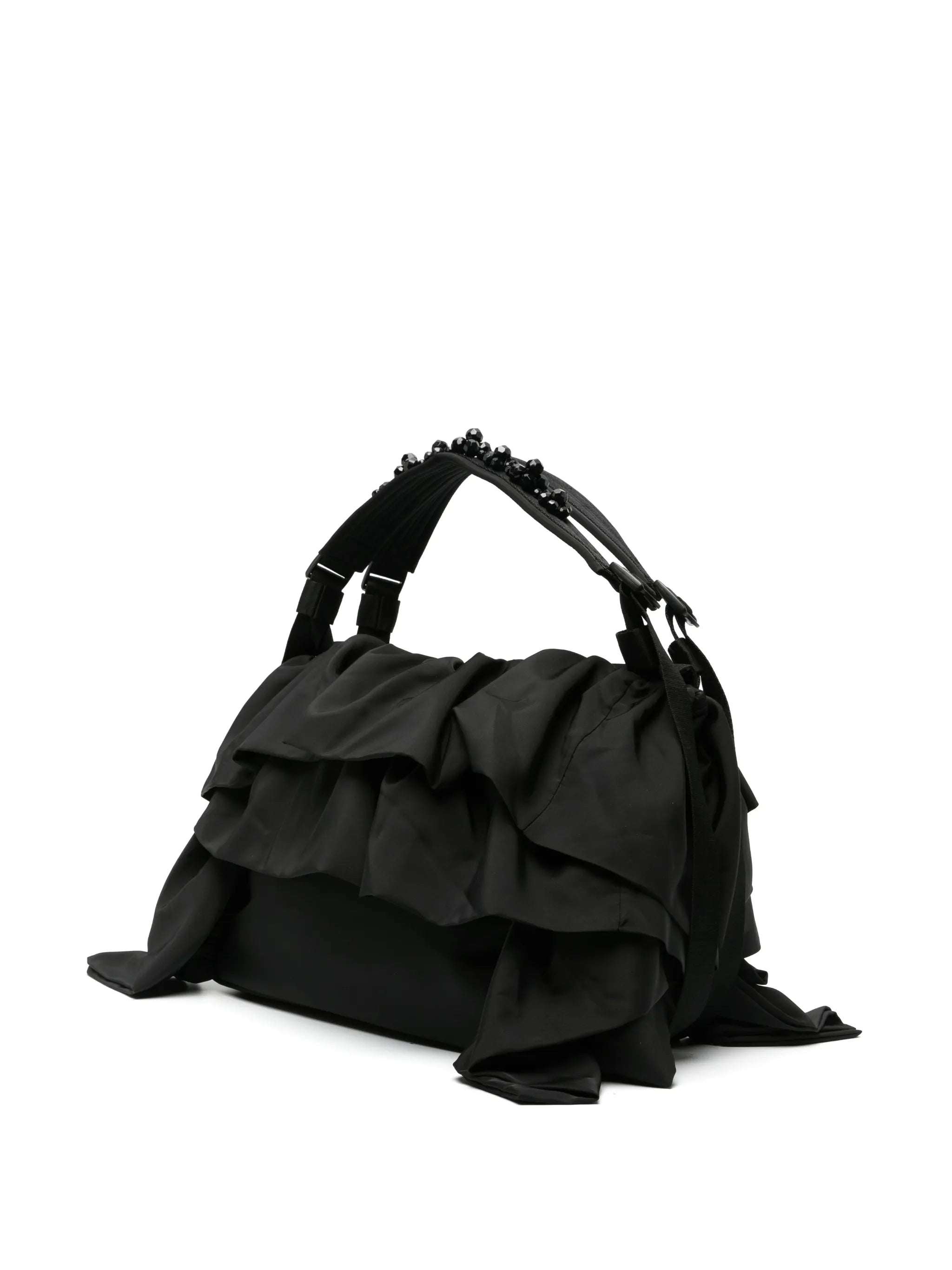 frill-detailed canvas tote bag