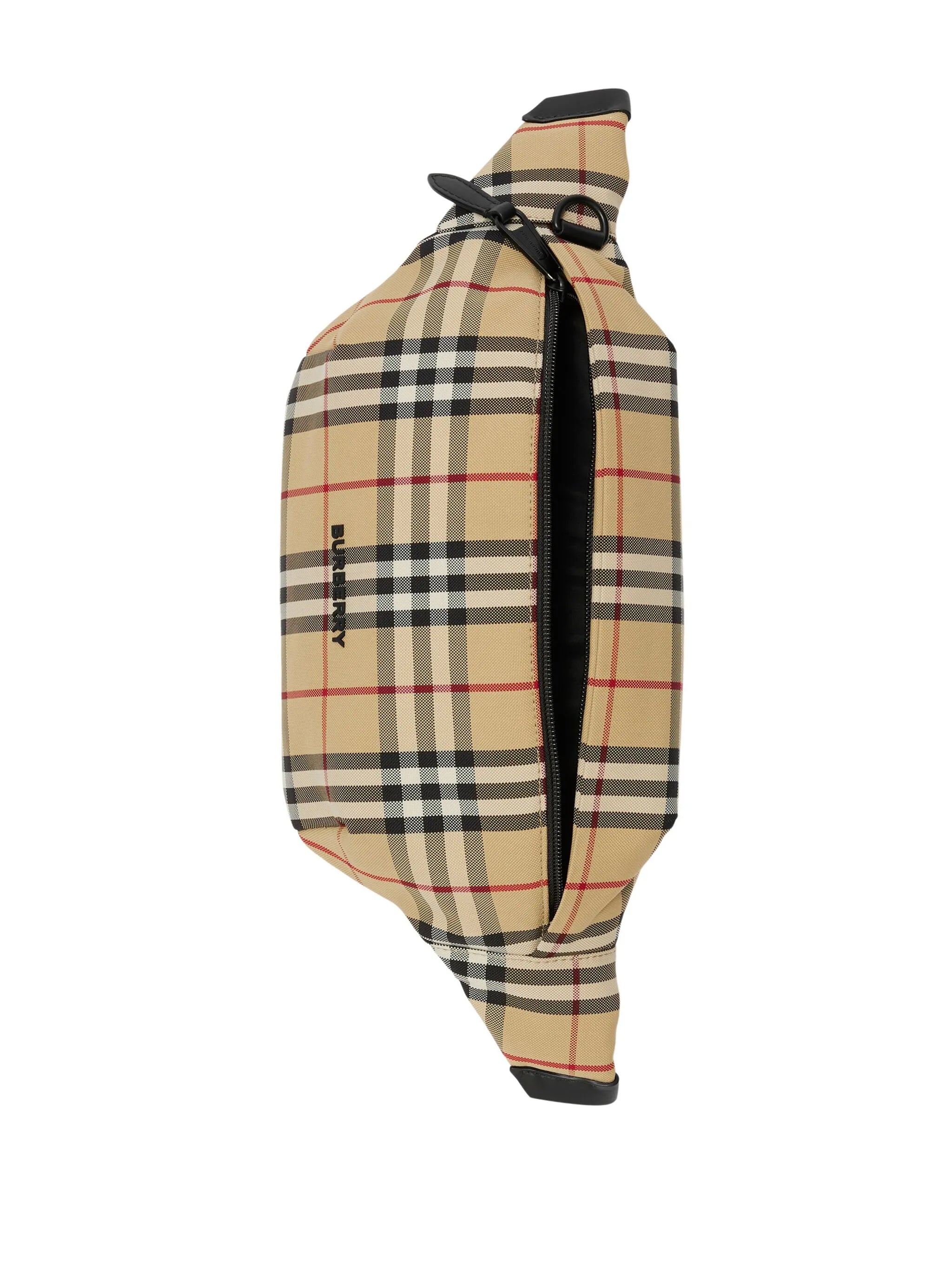 logo-patch checked belt bag