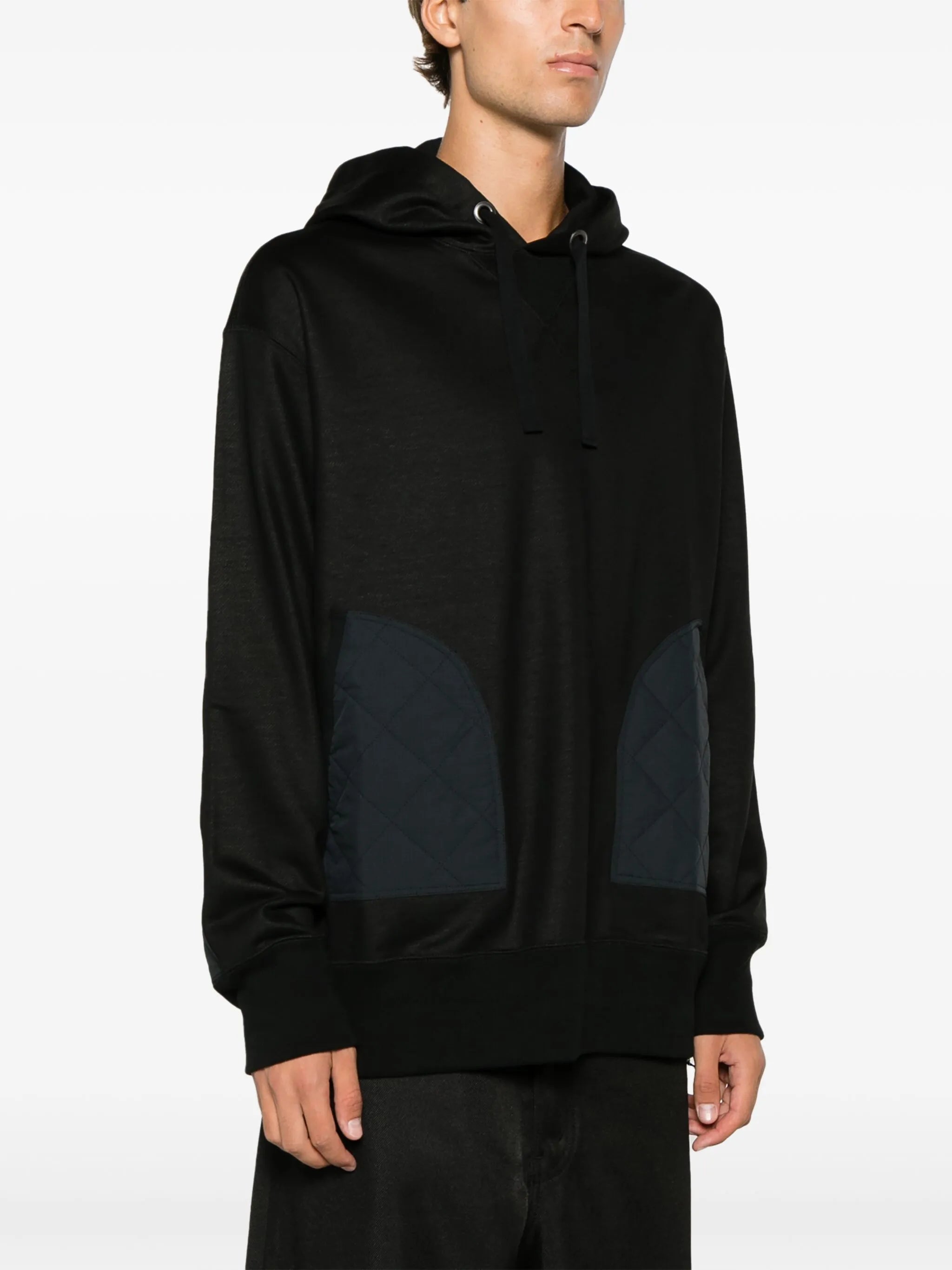 ripstop-panel cotton hoodie