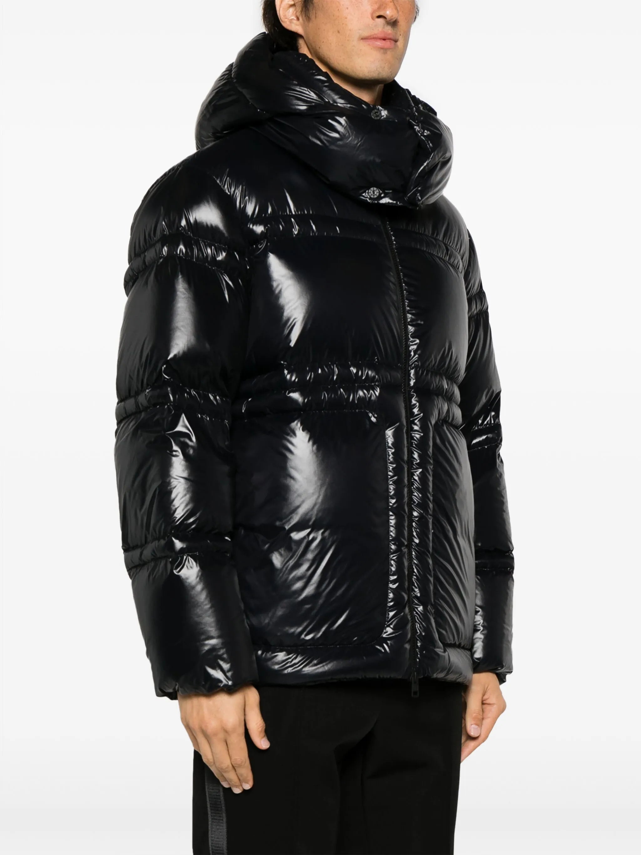 high-shine quilted jacket