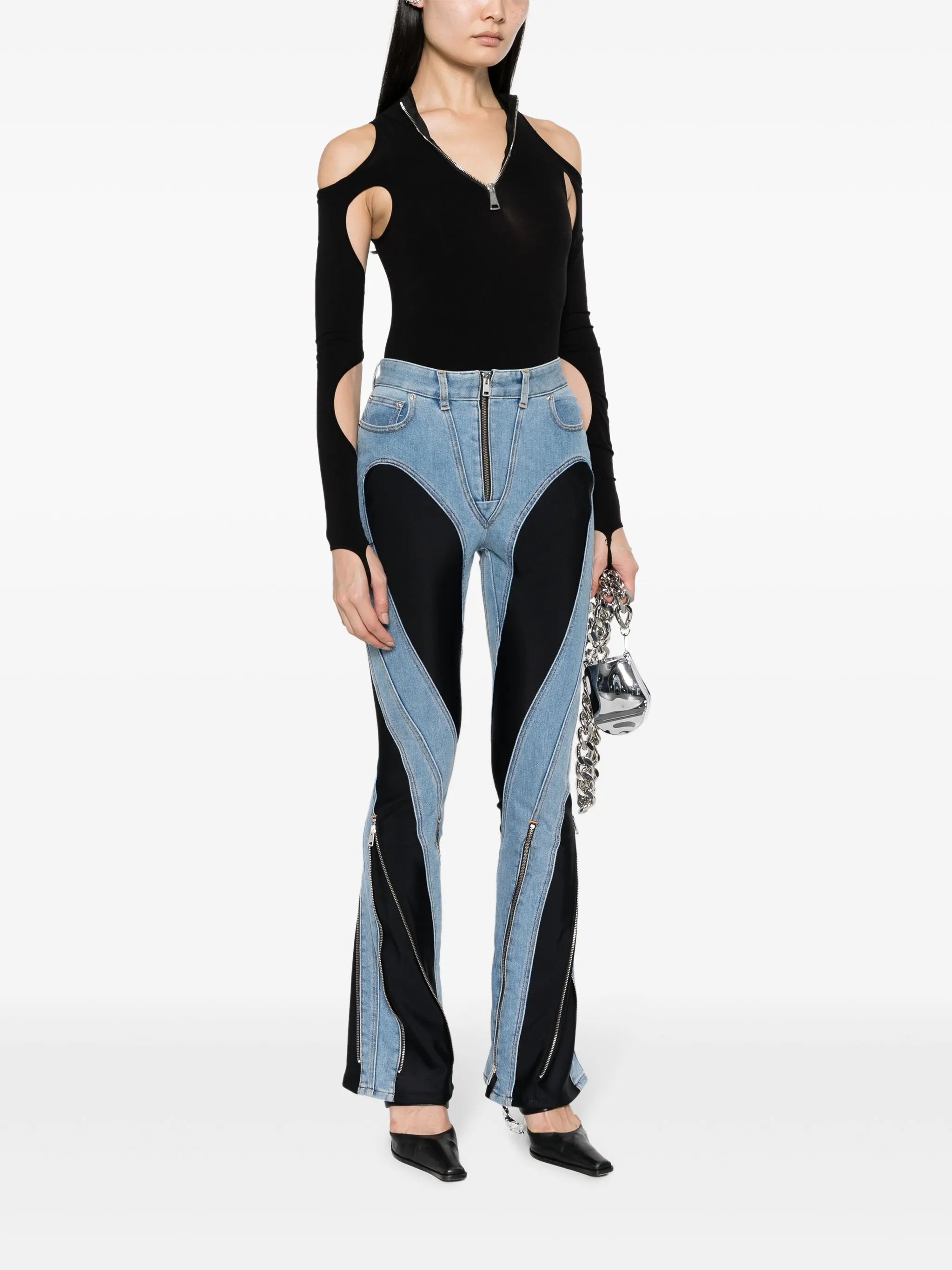 Spiral split-hem jeans