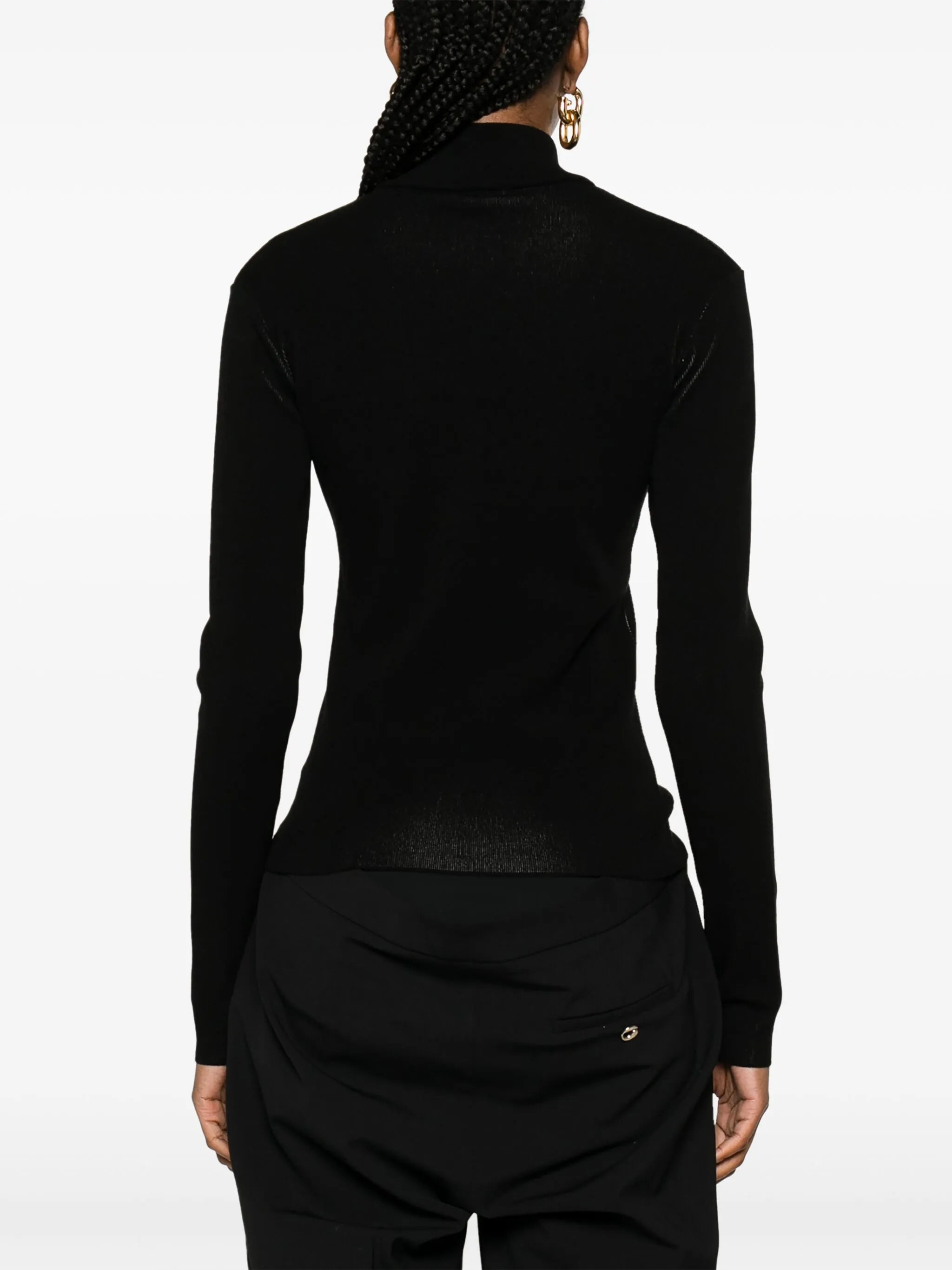 logo-intarsia cut-out jumper