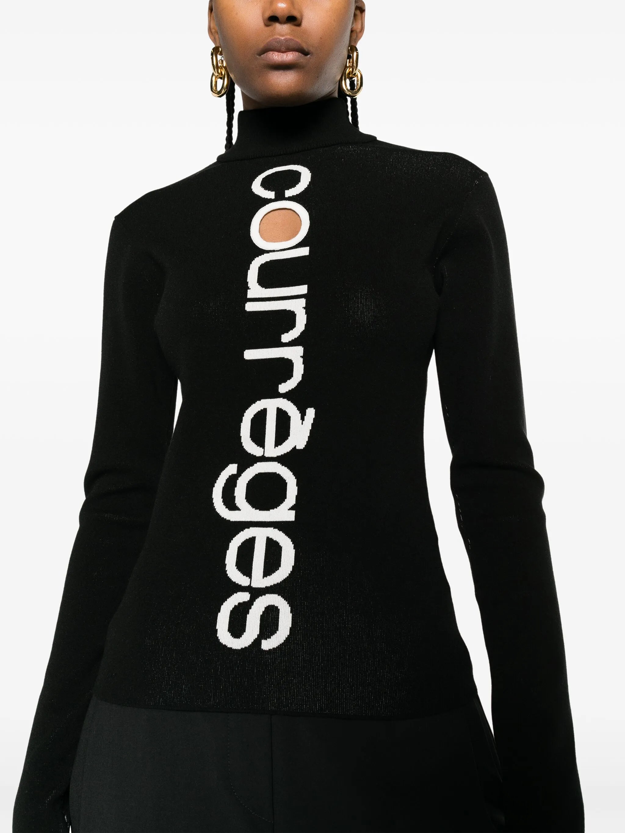 logo-intarsia cut-out jumper