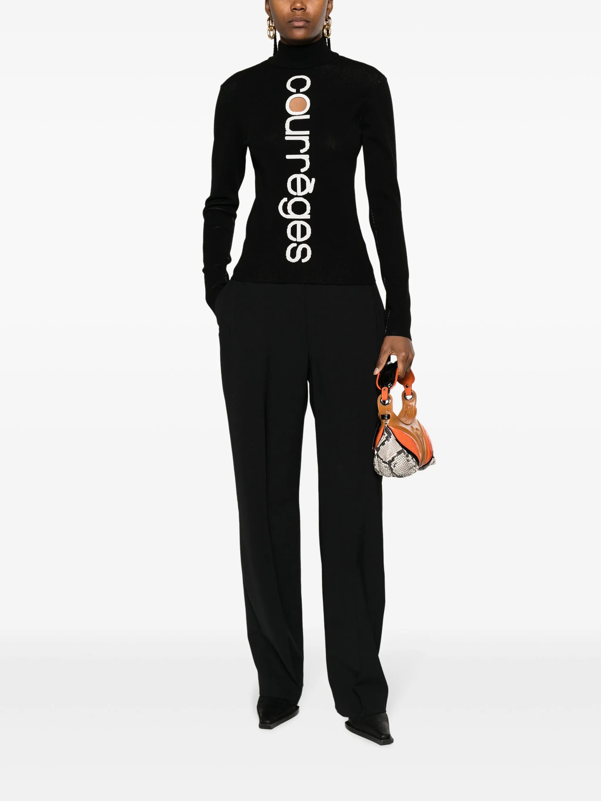 logo-intarsia cut-out jumper