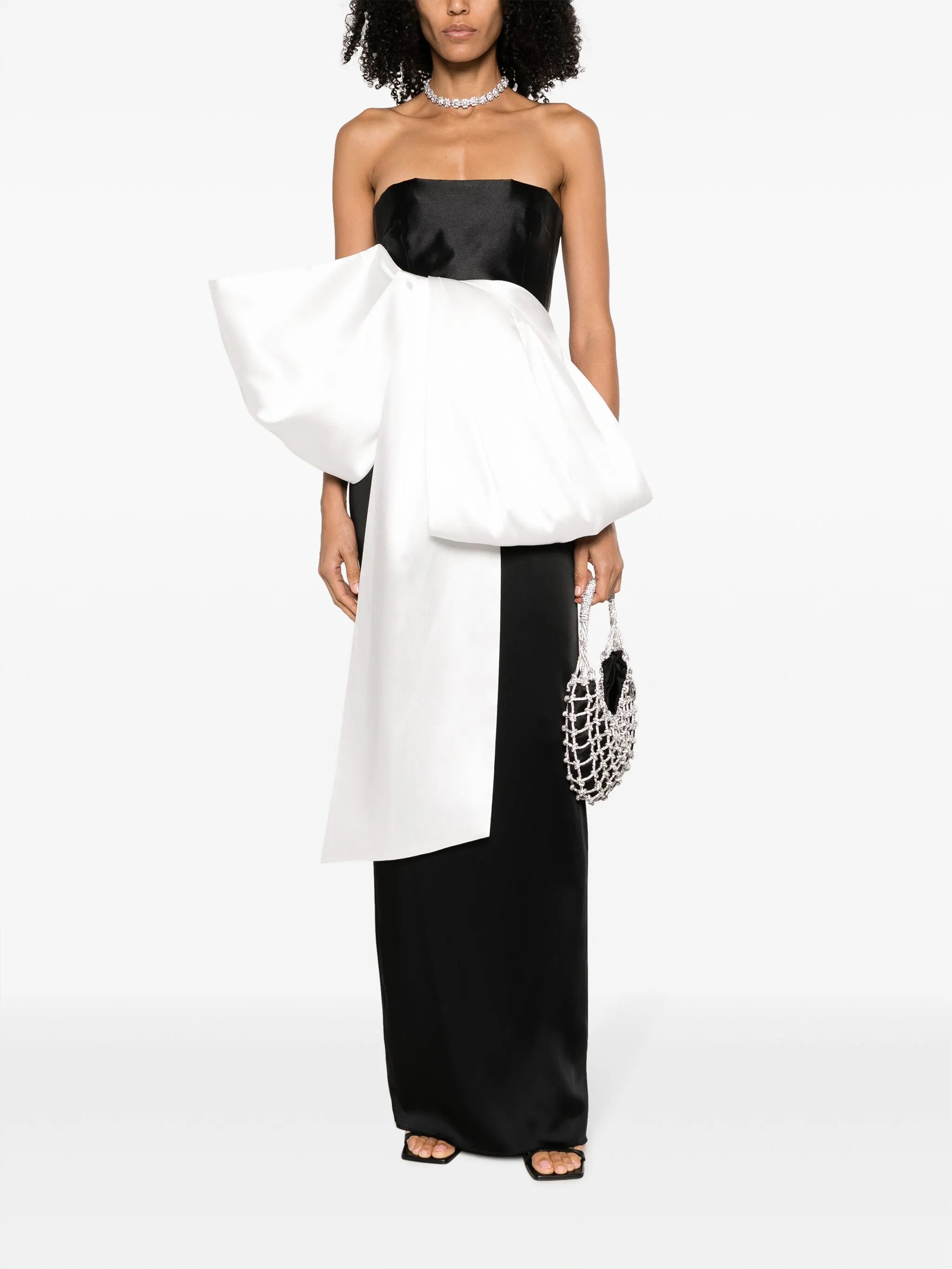 Nadina bow-embellished satin top