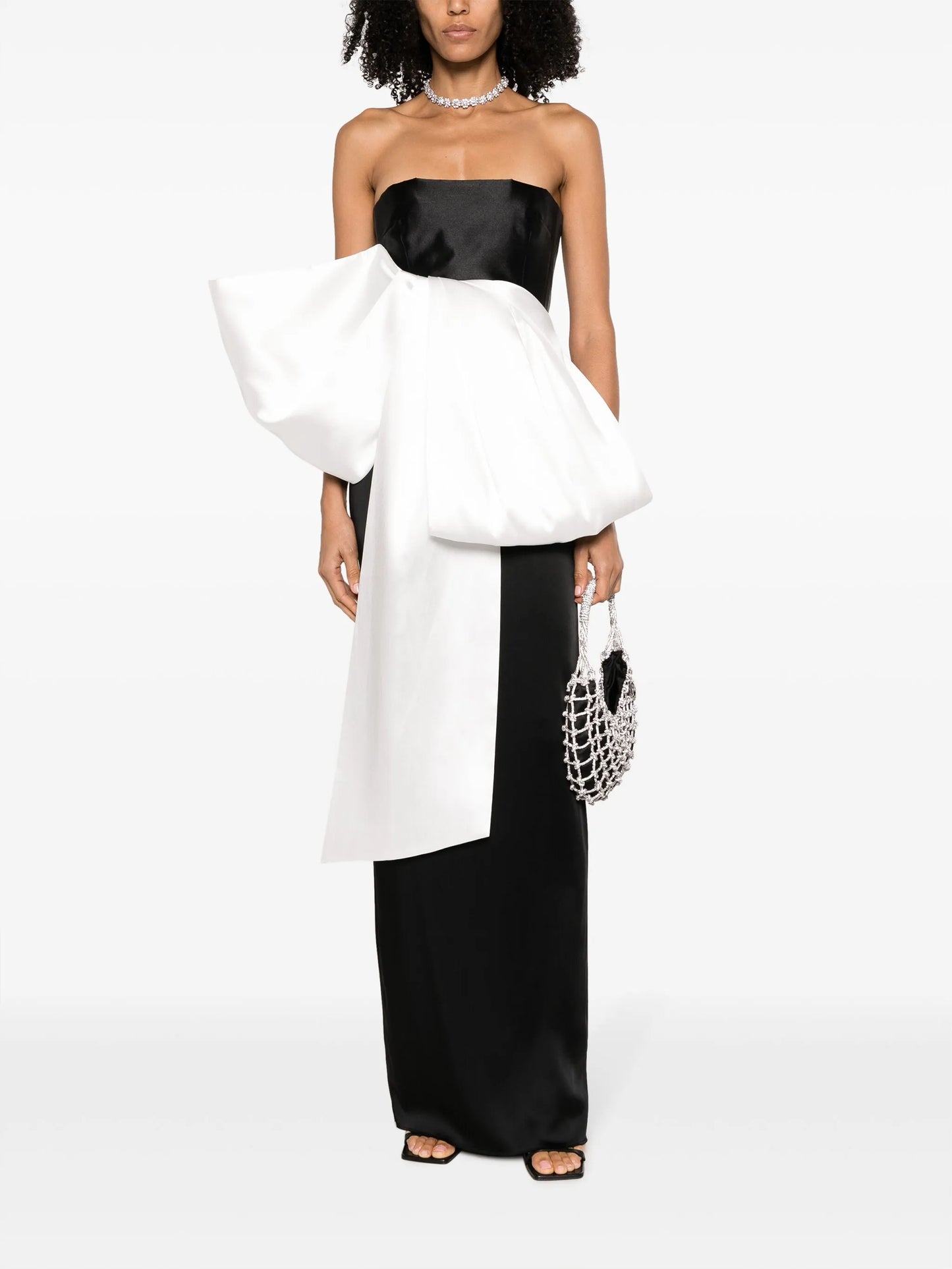 Nadina bow-embellished satin top