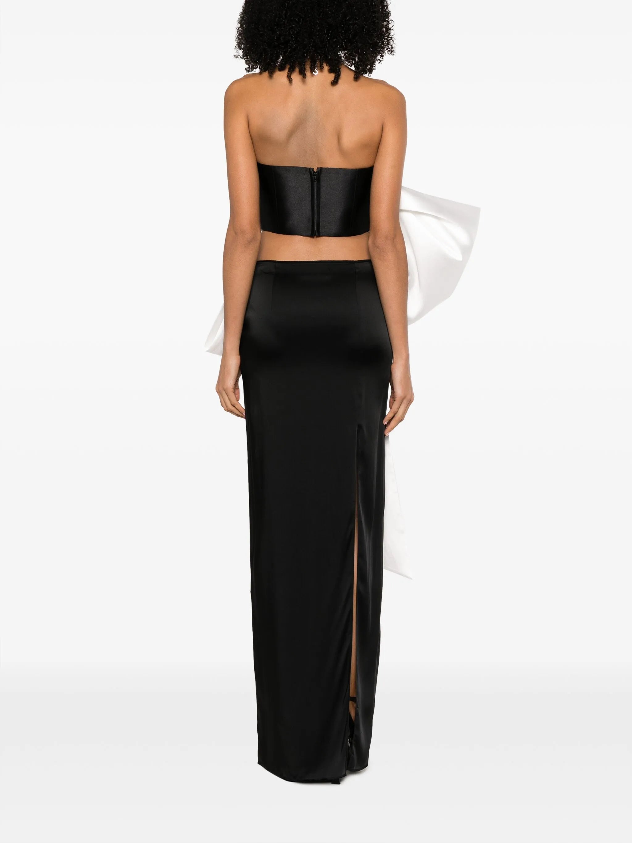 Nadina bow-embellished satin top