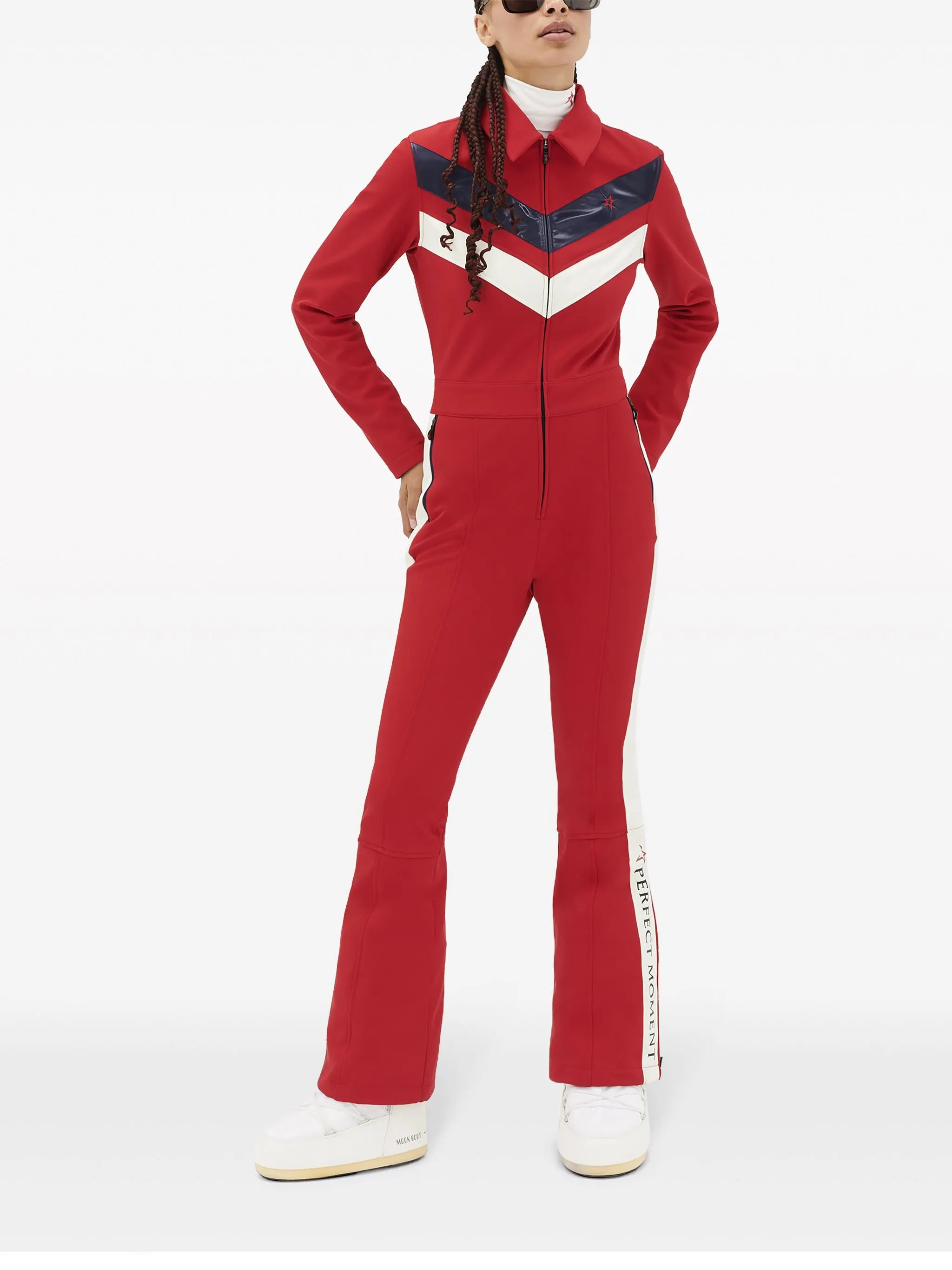 Montana chevron-print ski suit
