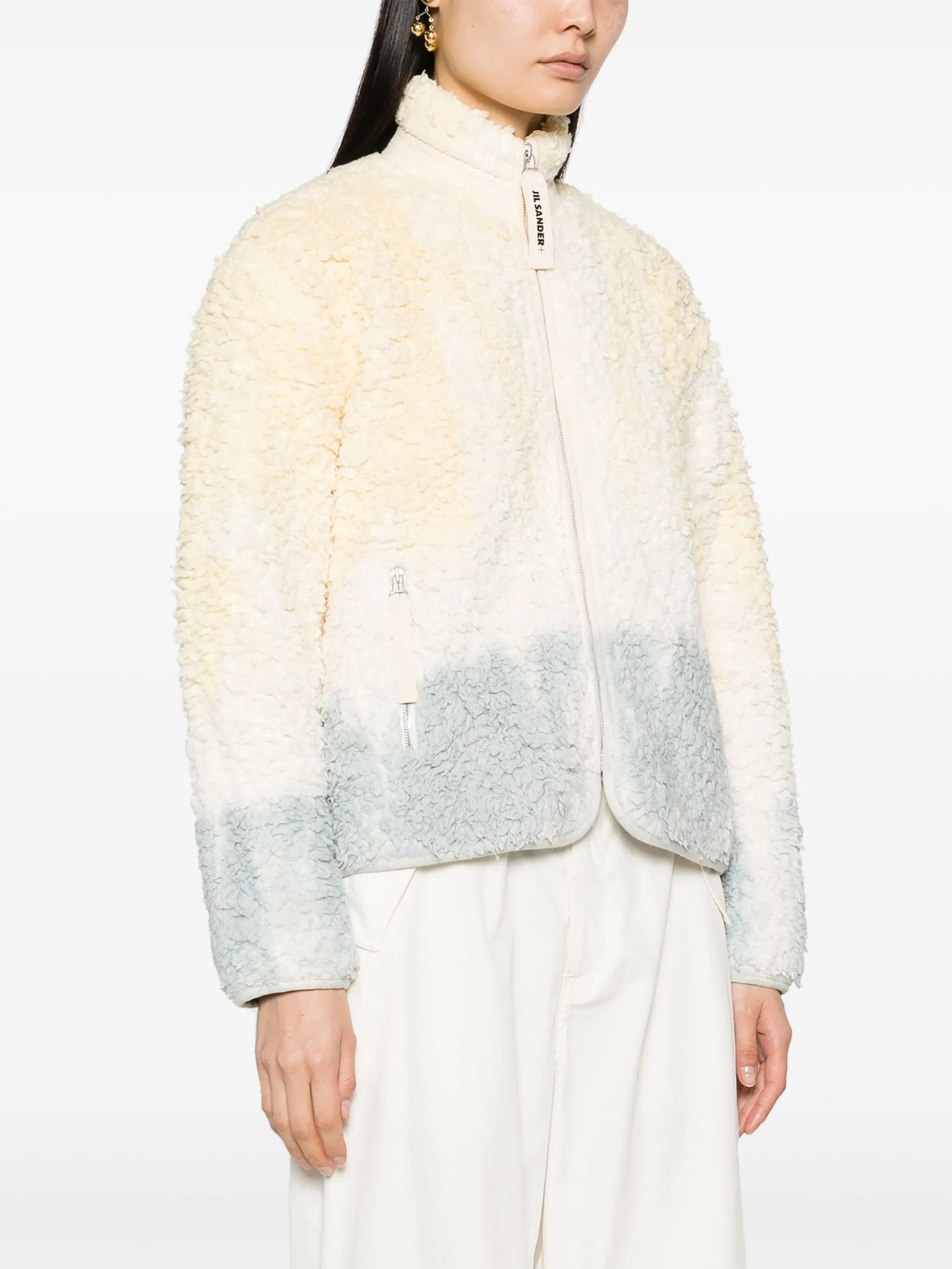 ombré fleece zip-up jacket