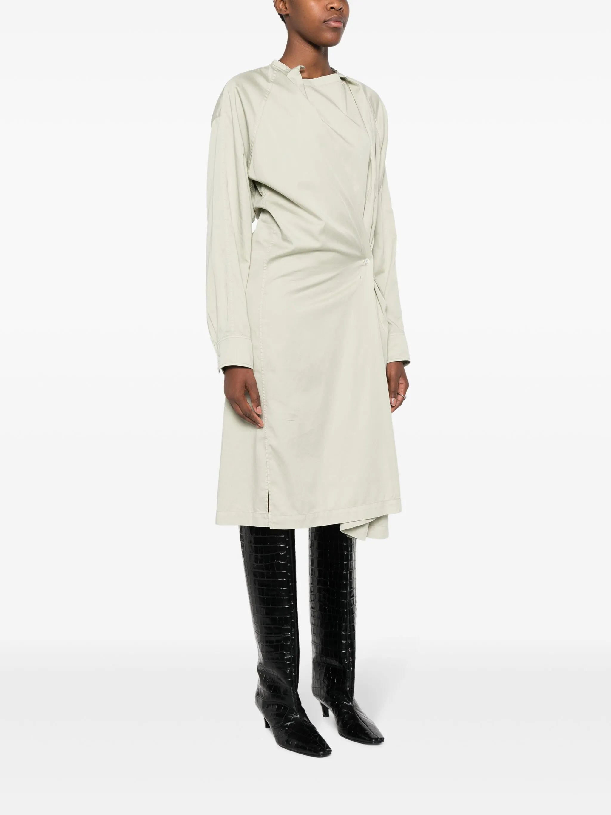 asymmetric cotton midi dress