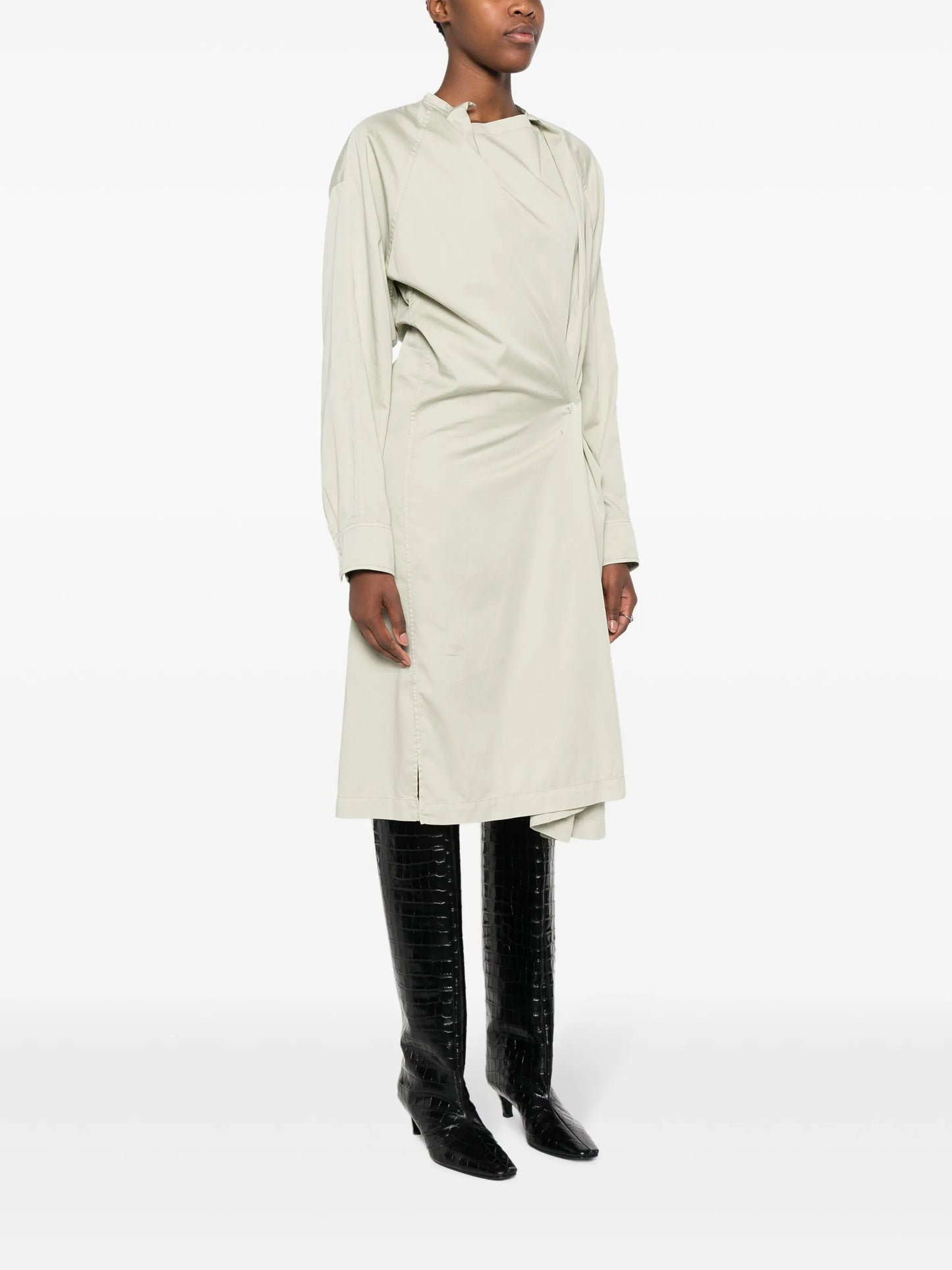 asymmetric cotton midi dress
