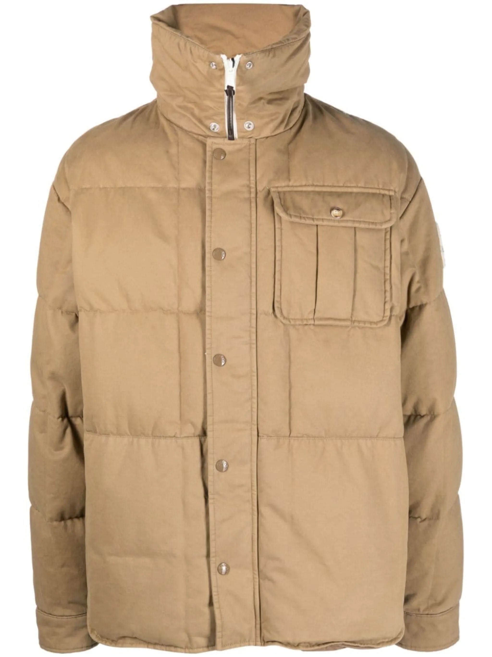 high-neck quilted down jacket