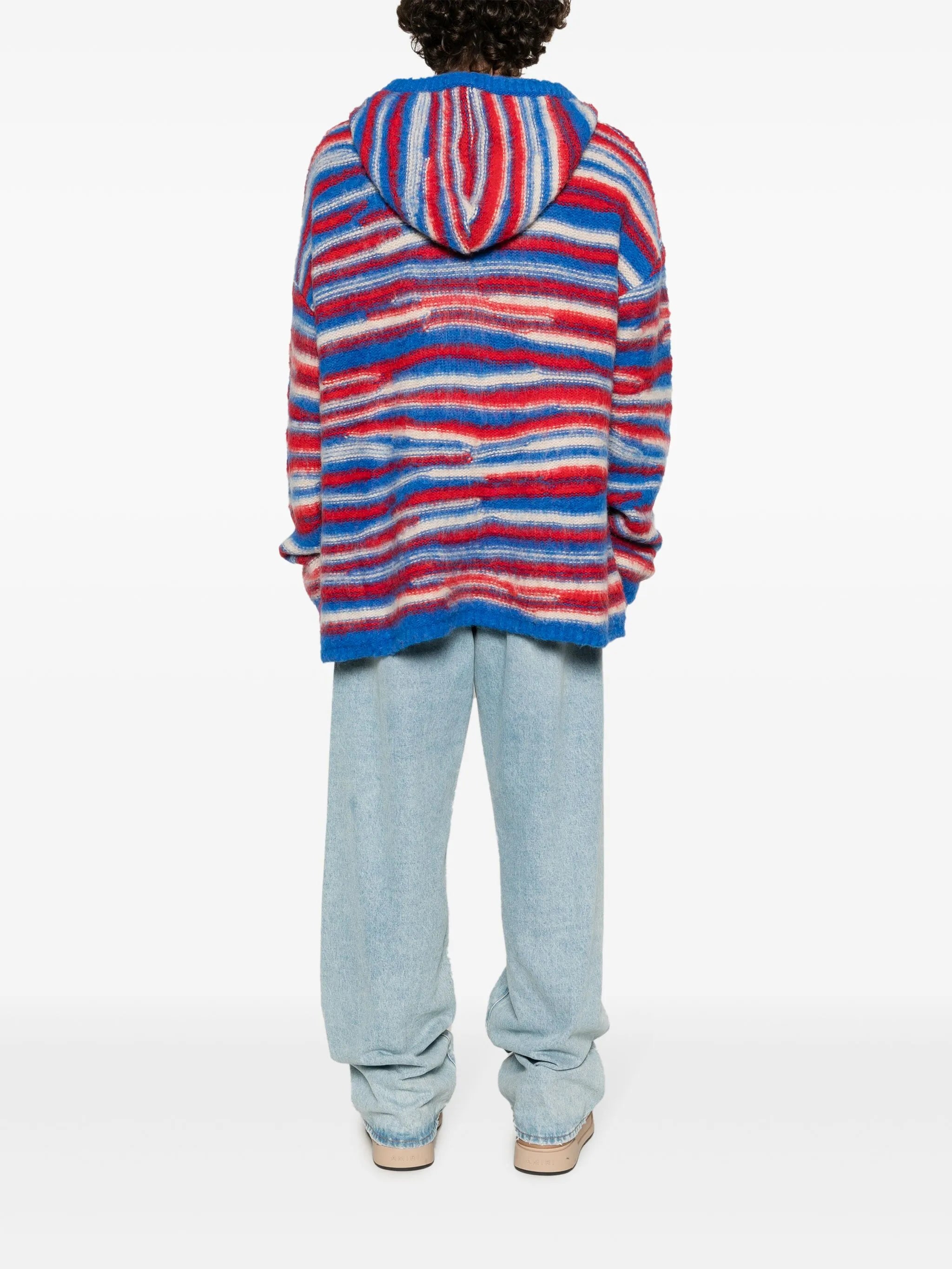 striped intarsia-knit hoodie