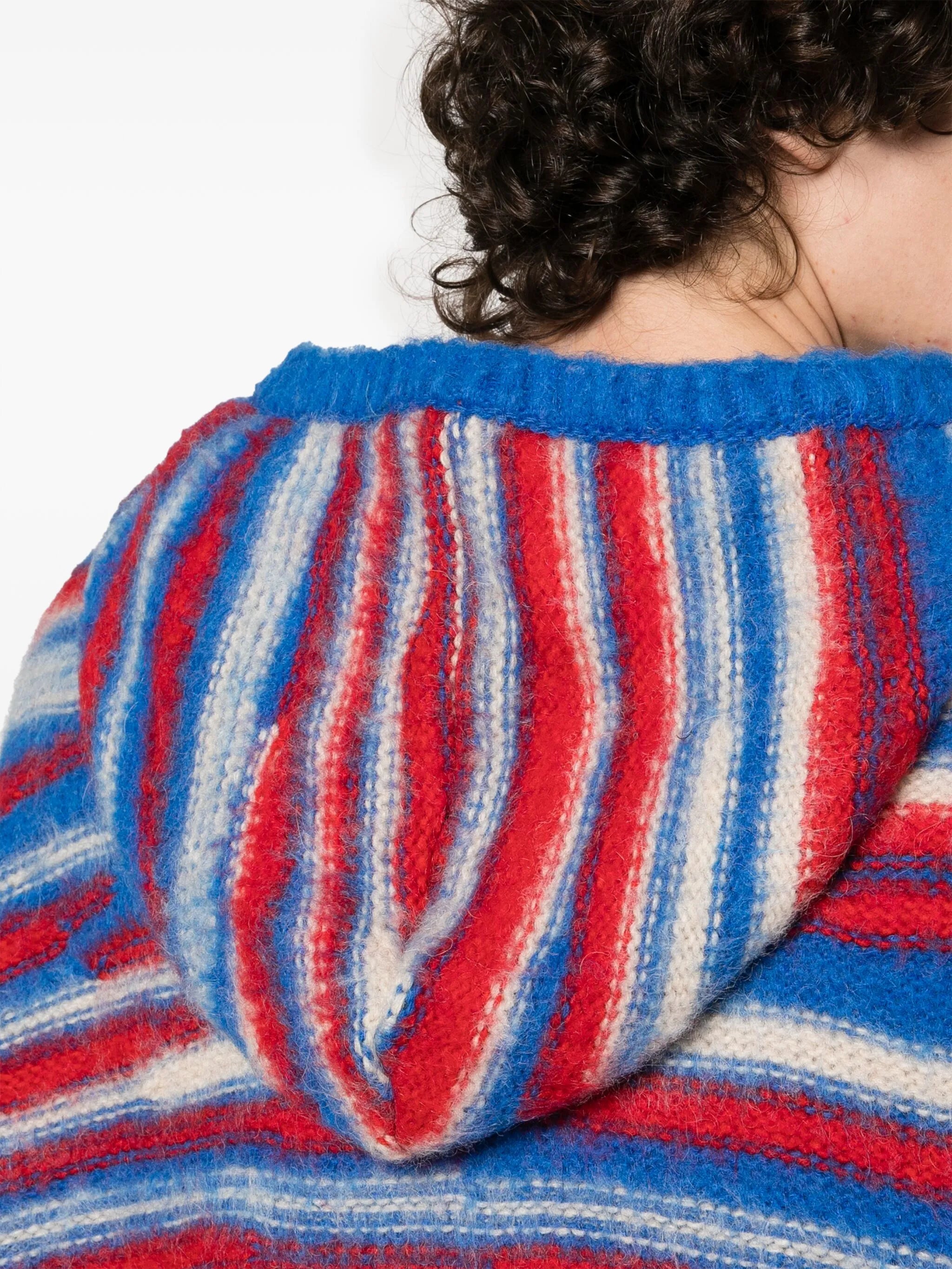 striped intarsia-knit hoodie