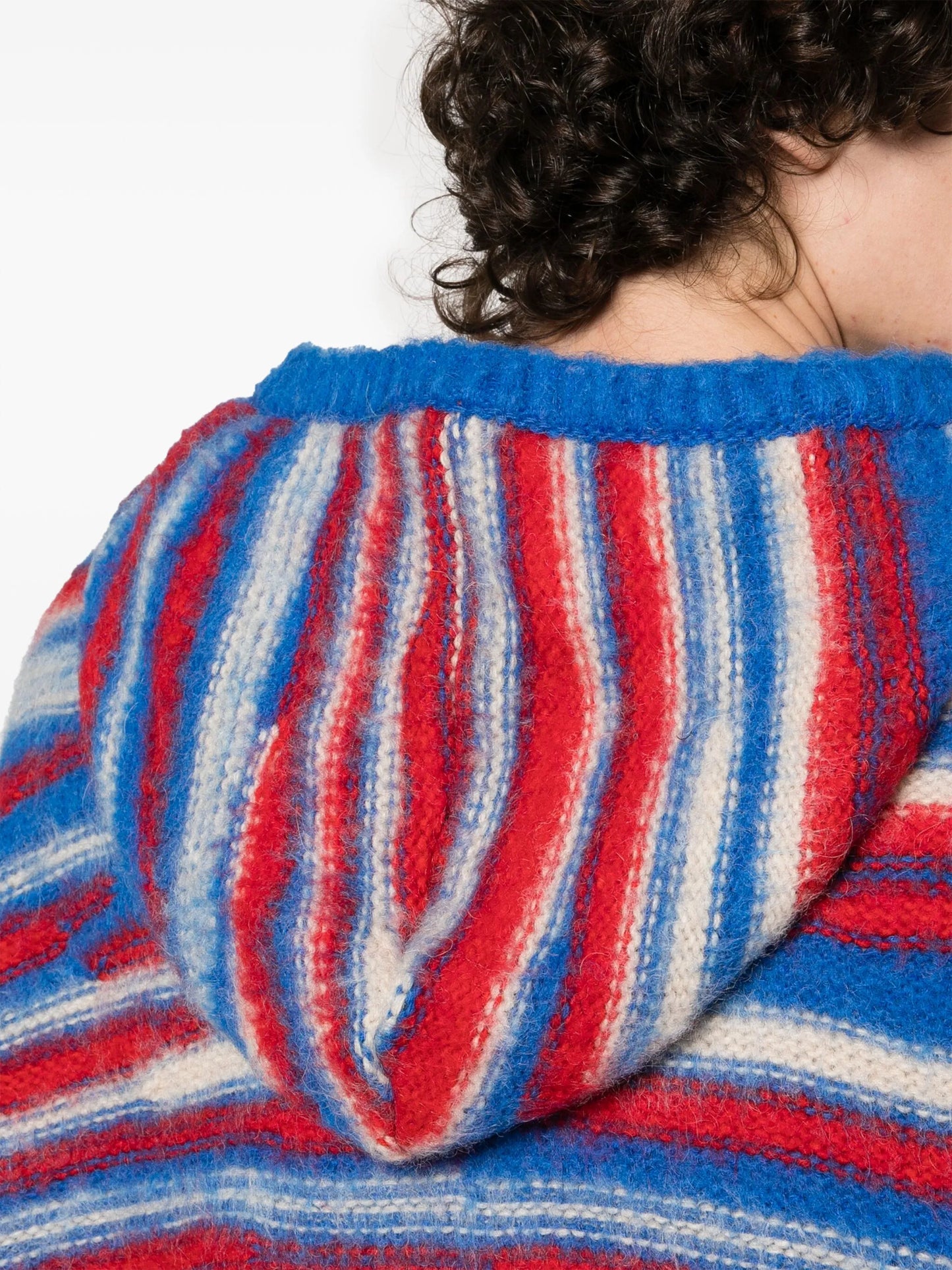 striped intarsia-knit hoodie