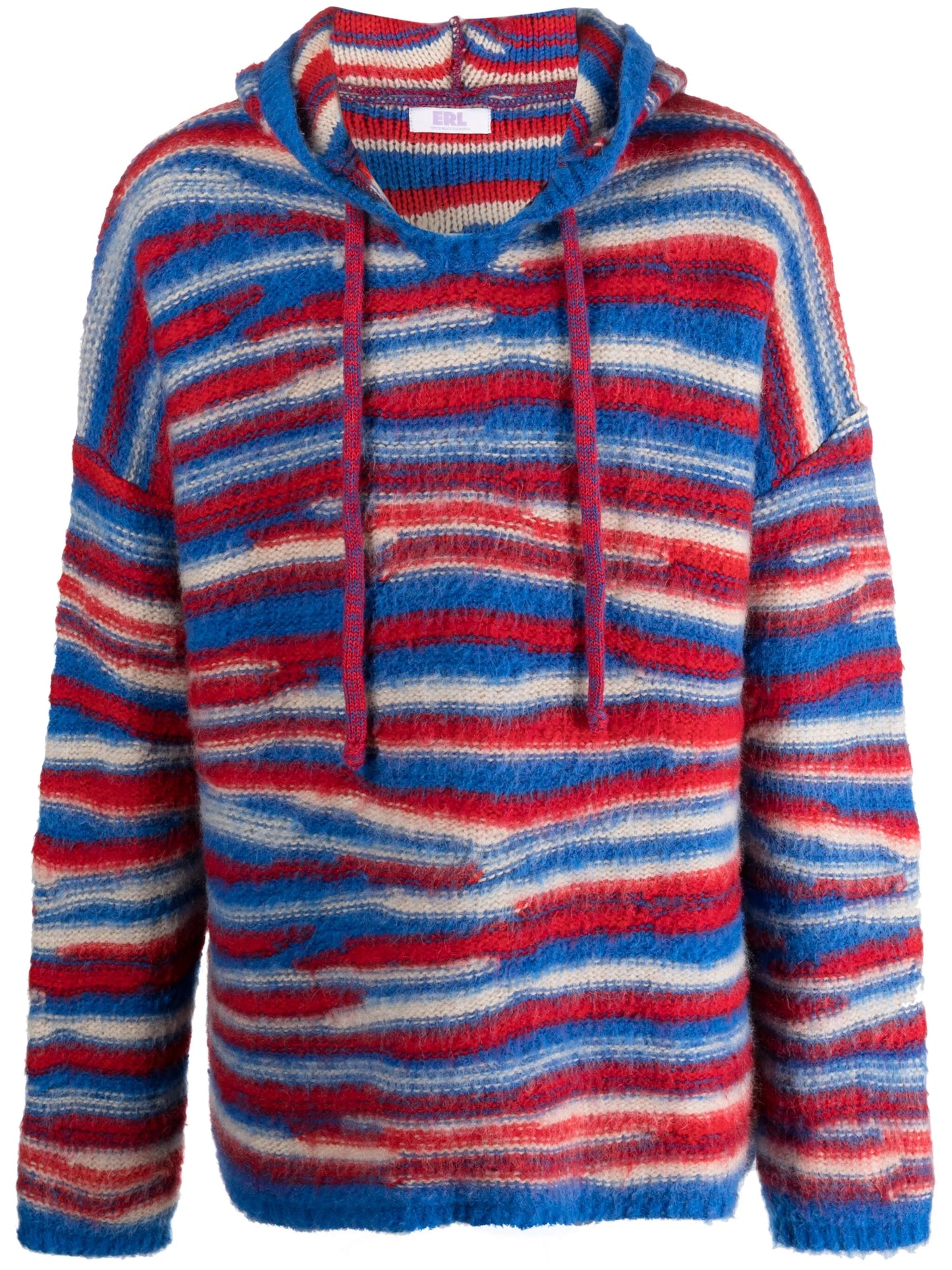striped intarsia-knit hoodie