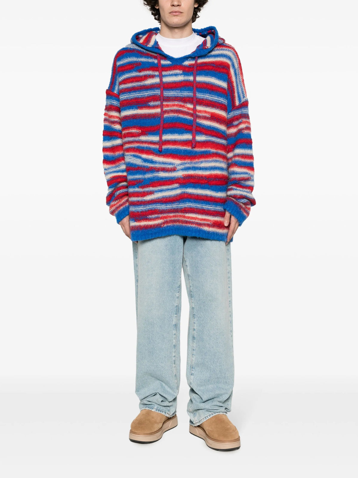striped intarsia-knit hoodie